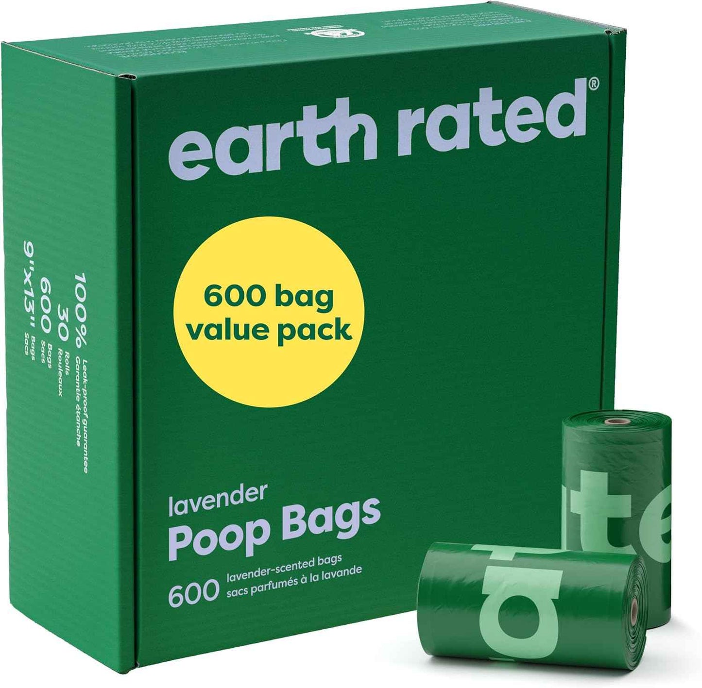 Earth Rated Poop Bags for Dogs, Guaranteed Leak Proof and Extra Thick Waste Bag Refill Rolls, Lavender Scented, 270 Count