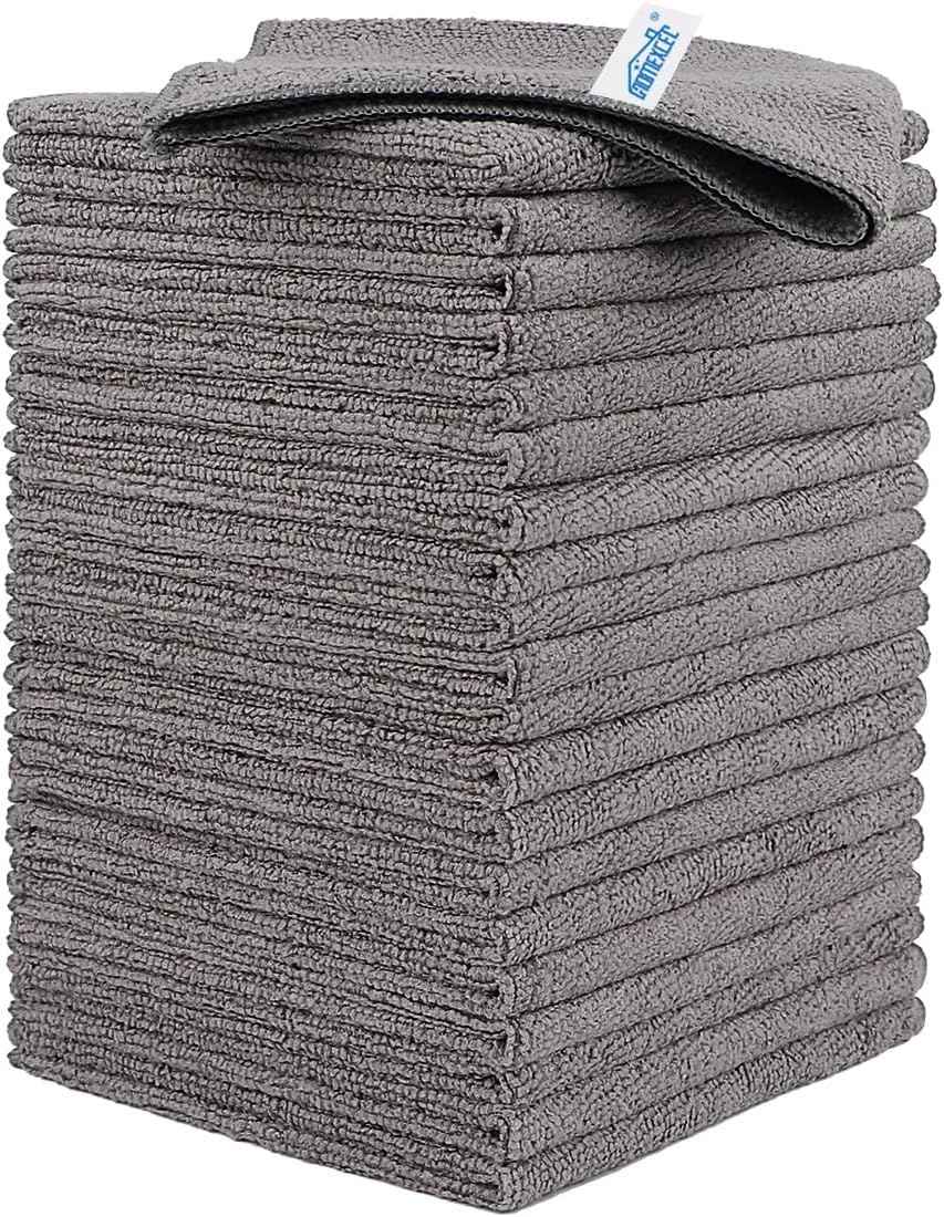 HOMEXCEL Microfiber Cleaning Cloth, Kitchen Towels 12 Pack, Lint Free, Scratch-Free, Highly Absorbent, Reusable Dish Towels for Kitchen and Household