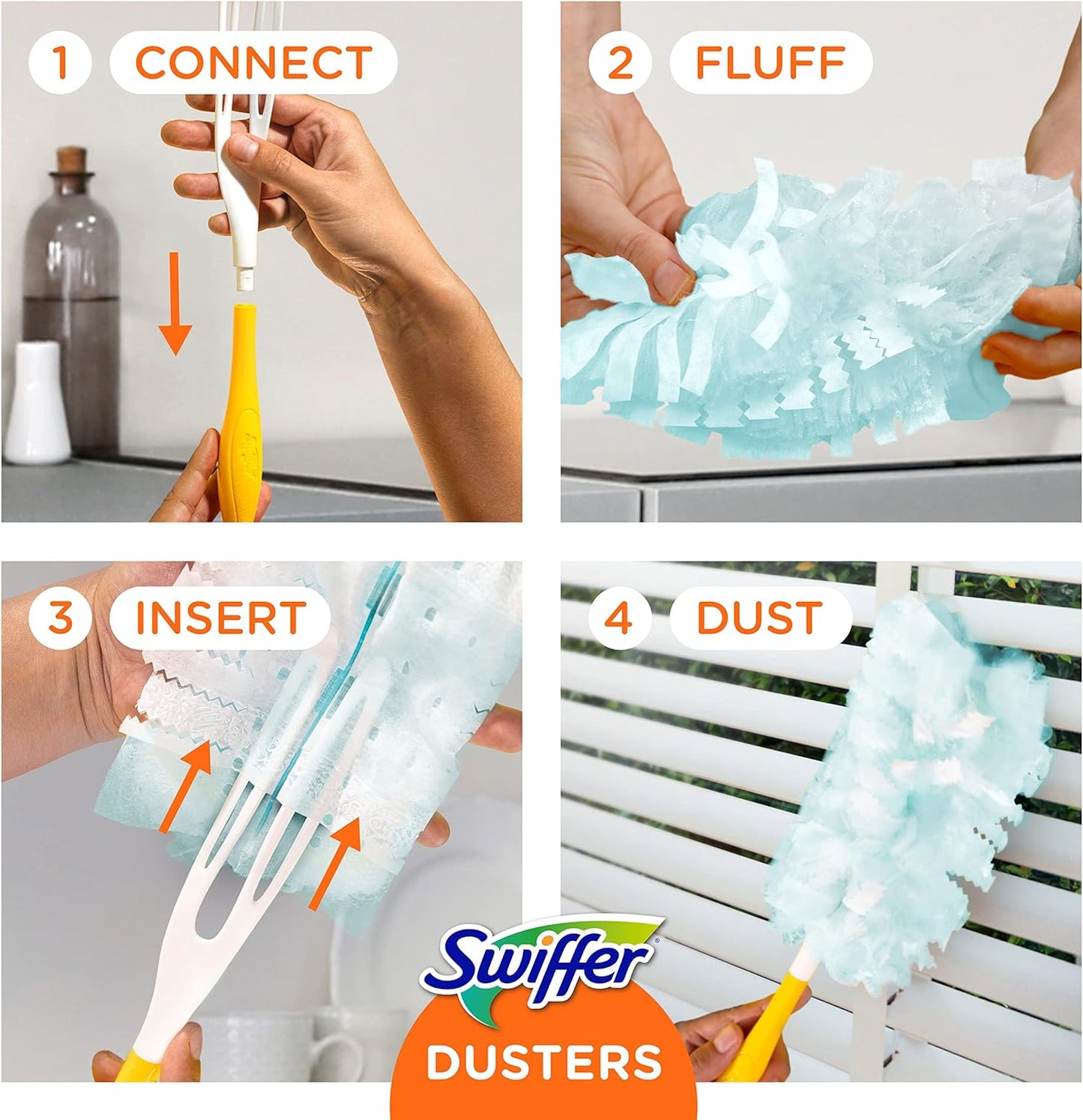 Swiffer Dusters Refill for Cleaning, Made by SWIFFER, Feather & Microfiber Duster Disposable Alternative, for Dusting Furniture, Blinds, Ceiling Fans, Walls, Helps Remove Allergens, Unscented, 18ct - Rayz Mart
