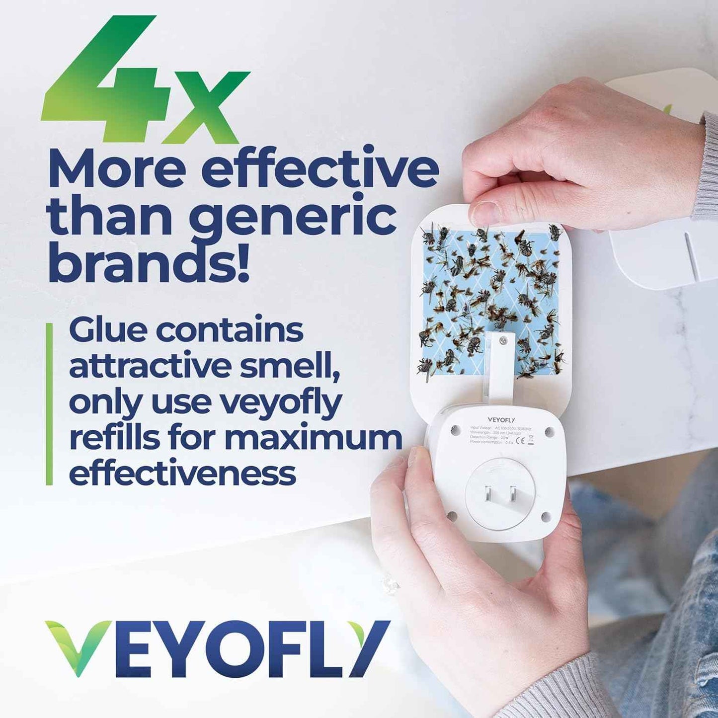 VEYOFLY Fly Trap Indoor, Fruit Fly Traps for Indoors Flying Insect (2 Device + 6 Refills) Gnat Traps for House Indoor, Bug Zapper Indoor, Gnat Killer Catcher & Fruit Fly Killer Light Plug in