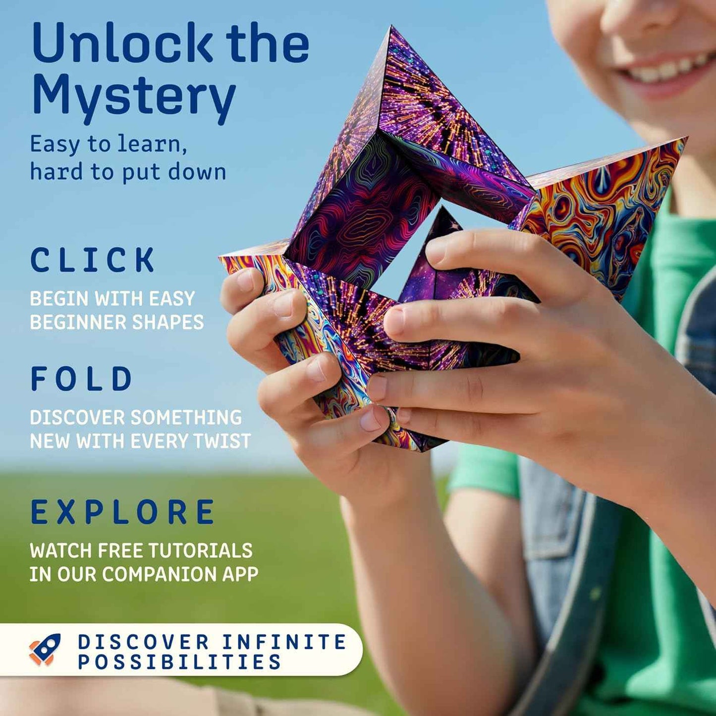 Shashibo Shape Shifting Box - Award-Winning Fidget Toy w/ 36 Rare Earth Magnets - Fidget Cube Transforms Into Over 70 Shapes, Sensory Toy Gift for Kids, Teens, and Adults (Spaced Out)