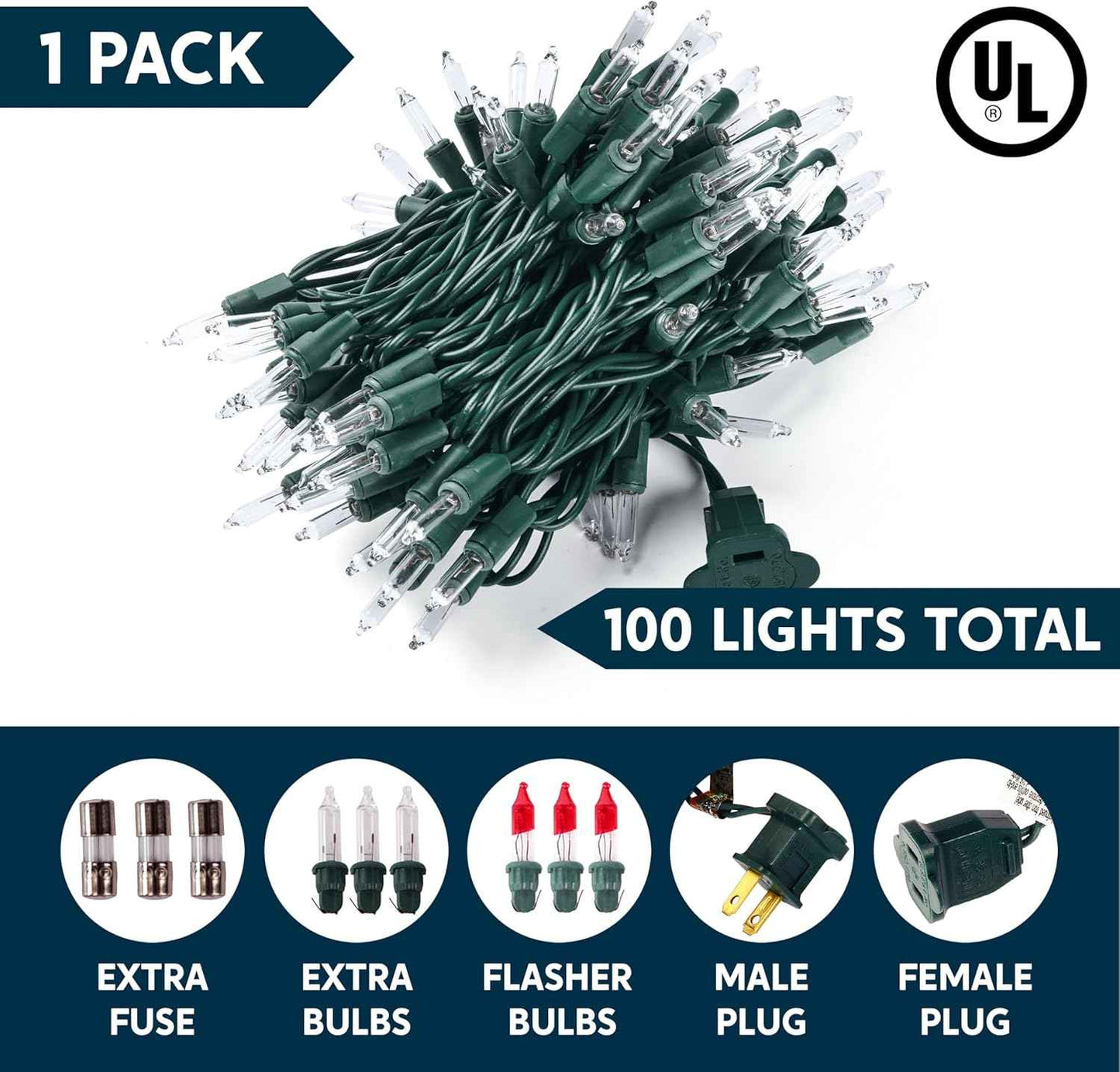 Joiedomi Clear Christmas String Lights Indoor,100 Count Mini Warm White Fairy Light,19.4 FT Lighting Decor for Patio Dorm Classroom Bedroom Holiday Wedding Party Garland Birthday Festival,Green Wire