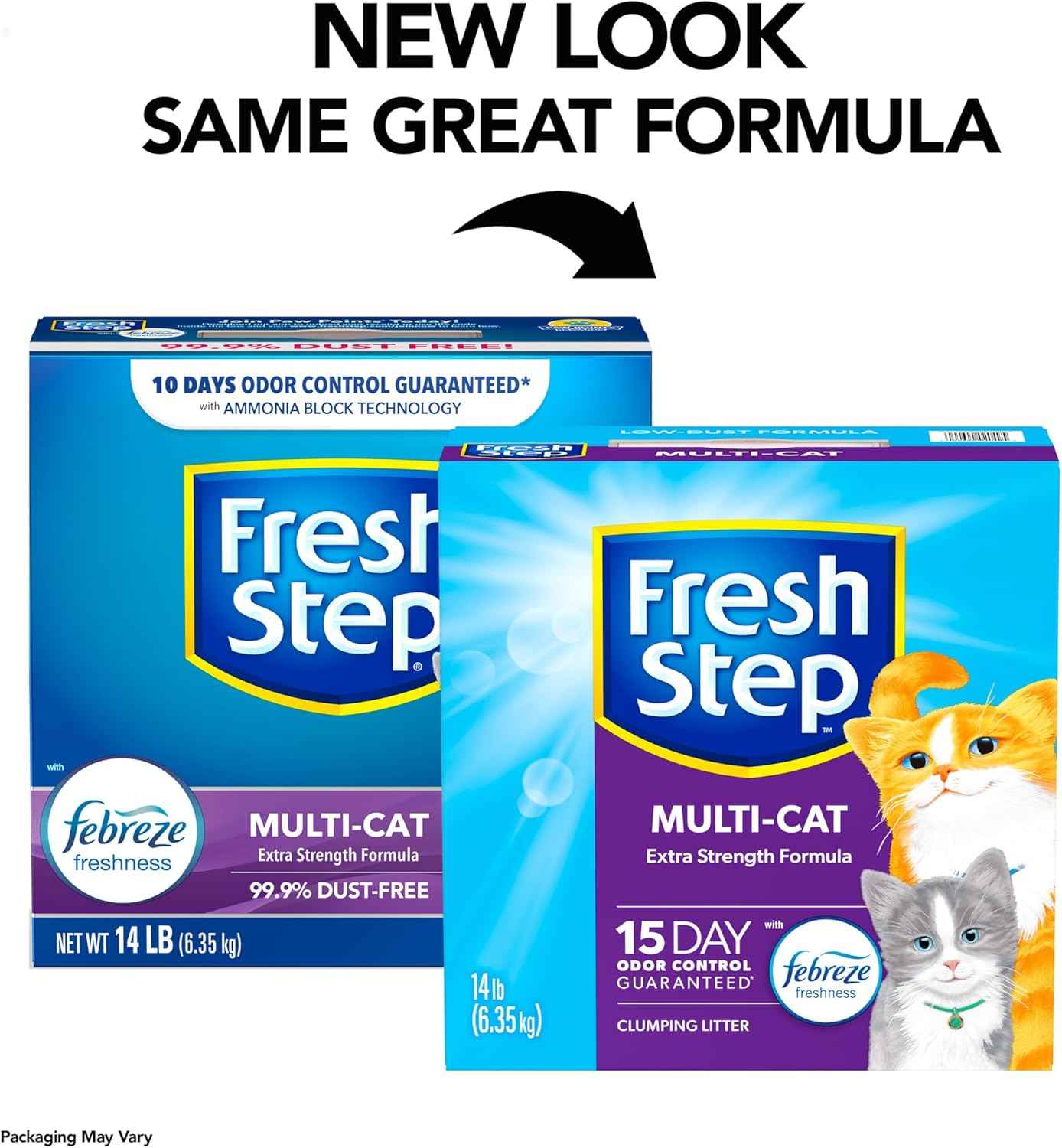 Fresh Step Clumping Cat Litter, Multi-Cat, Long Lasting Odor Control Kitty Litter with Activated Charcoal, Low Dust Formula, 14 lb