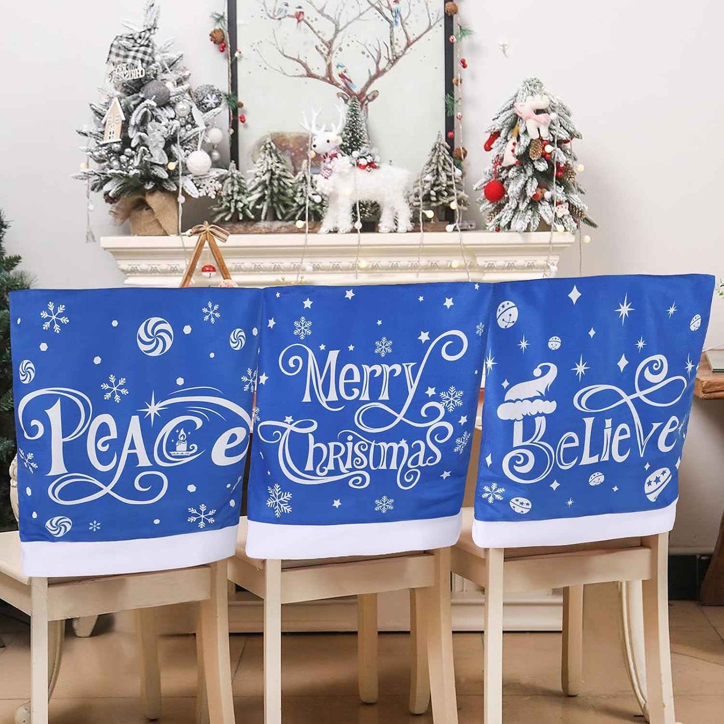 CCINEE 4pc Red Hat Dining Chair Slipcovers,Christmas Chair Back Covers Kitchen Chair Covers for Christmas Holiday Festival Decoration