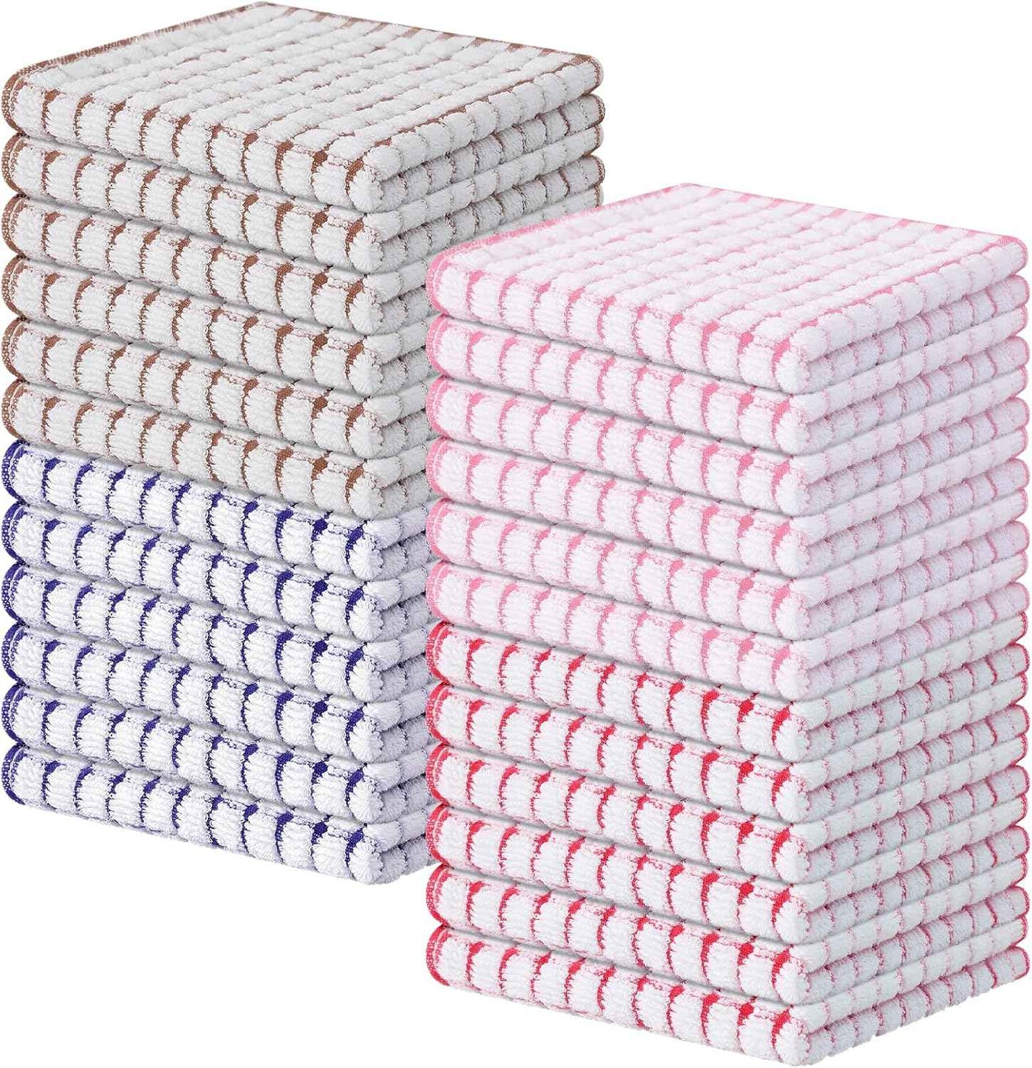 Kitinjoy Cotton 8 Pack Terry Kitchen Dish Cloths, 12 x 12 Inches Super Soft and Absorbent Dish Rags, Quick Drying Dish Towels for Washing Dishes, Mixed Color