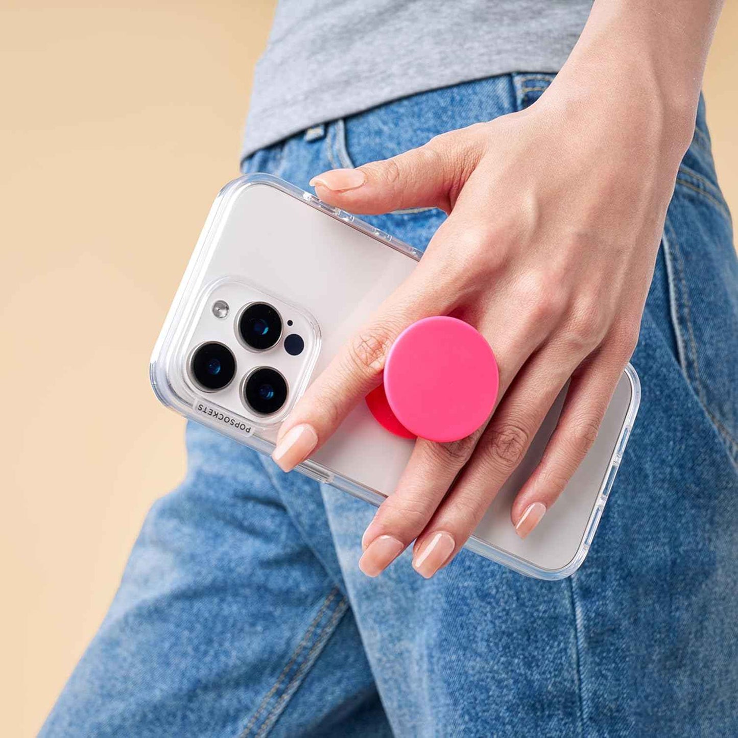 PopSockets Phone Grip with Expanding Kickstand, Adhesive Grip - Neon Pink