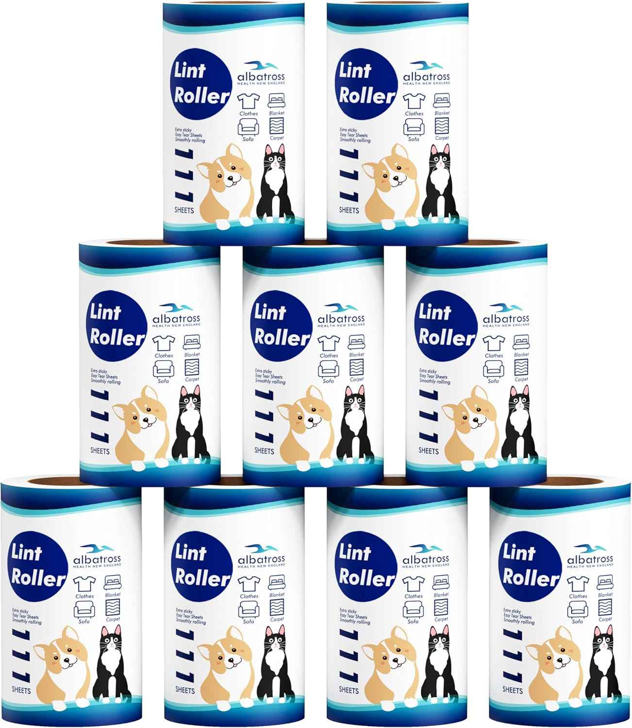 Extra Sticky Lint Roller, Mega Value Set 400 Sheets for Pet Hair Removal, Dog and Cat Lint Remover for Clothes, Furniture, Carpet