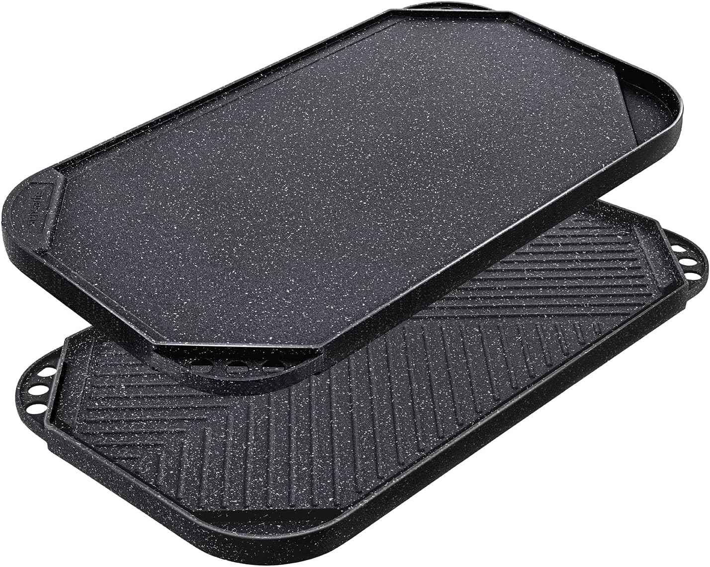 SENSARTE Nonstick Grill Pan for Stove Tops, Versatile Griddle with Pour Spouts, Square Big Cooking Surface, Durable Skillet Indoor & Outdoor Grilling. PFOA Free, 9.5 Inch