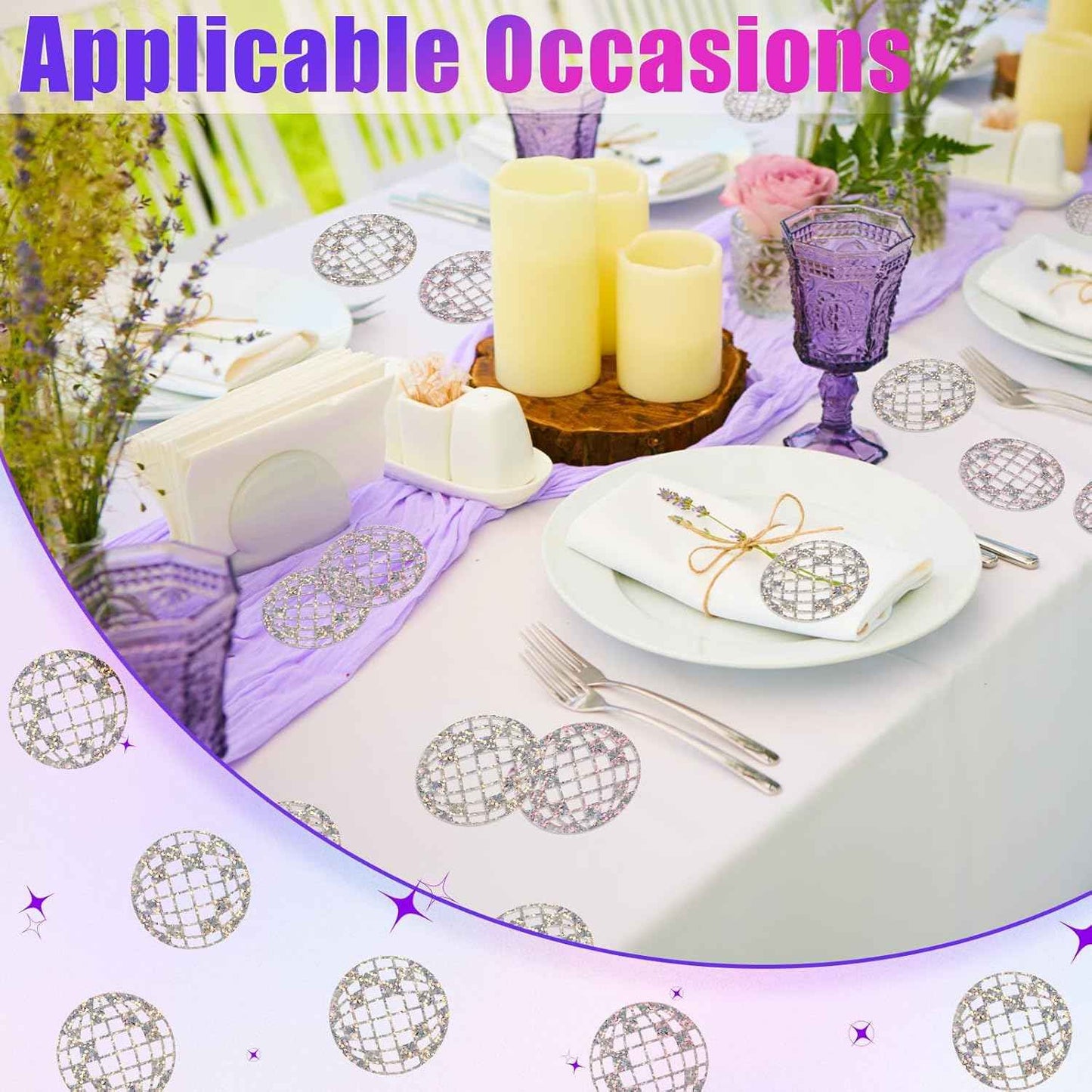 100pcs Glitter Disco Ball Table Confetti, Disco Theme Party Confetti for Bachelorette Party Table Centerpieces Decorations for 70s 80s Hippie Birthday Party Supplies