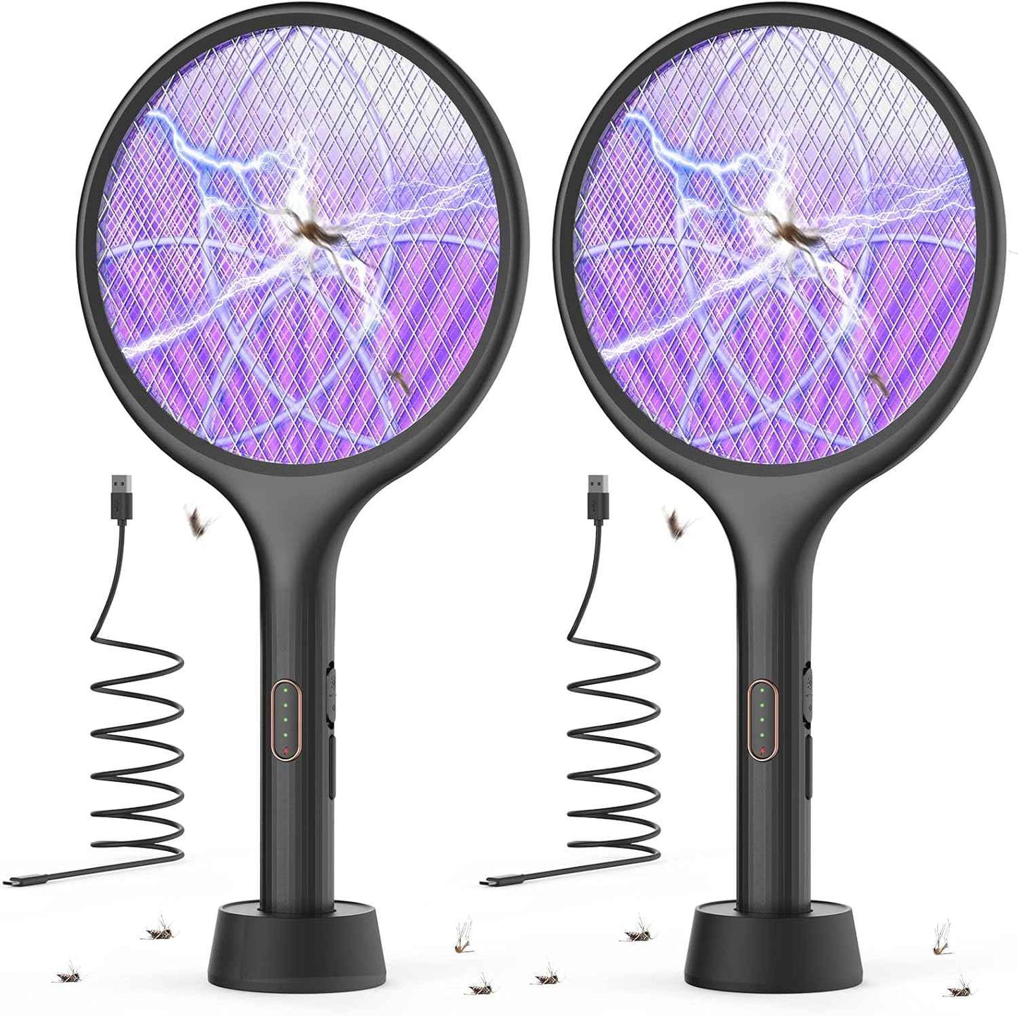 YISSVIC Electric Fly Swatter 4000V Bug Zapper Racket Dual Modes Mosquito Killer with Purple Mosquito Light Rechargeable for Indoor Home Office Backyard Patio Camping