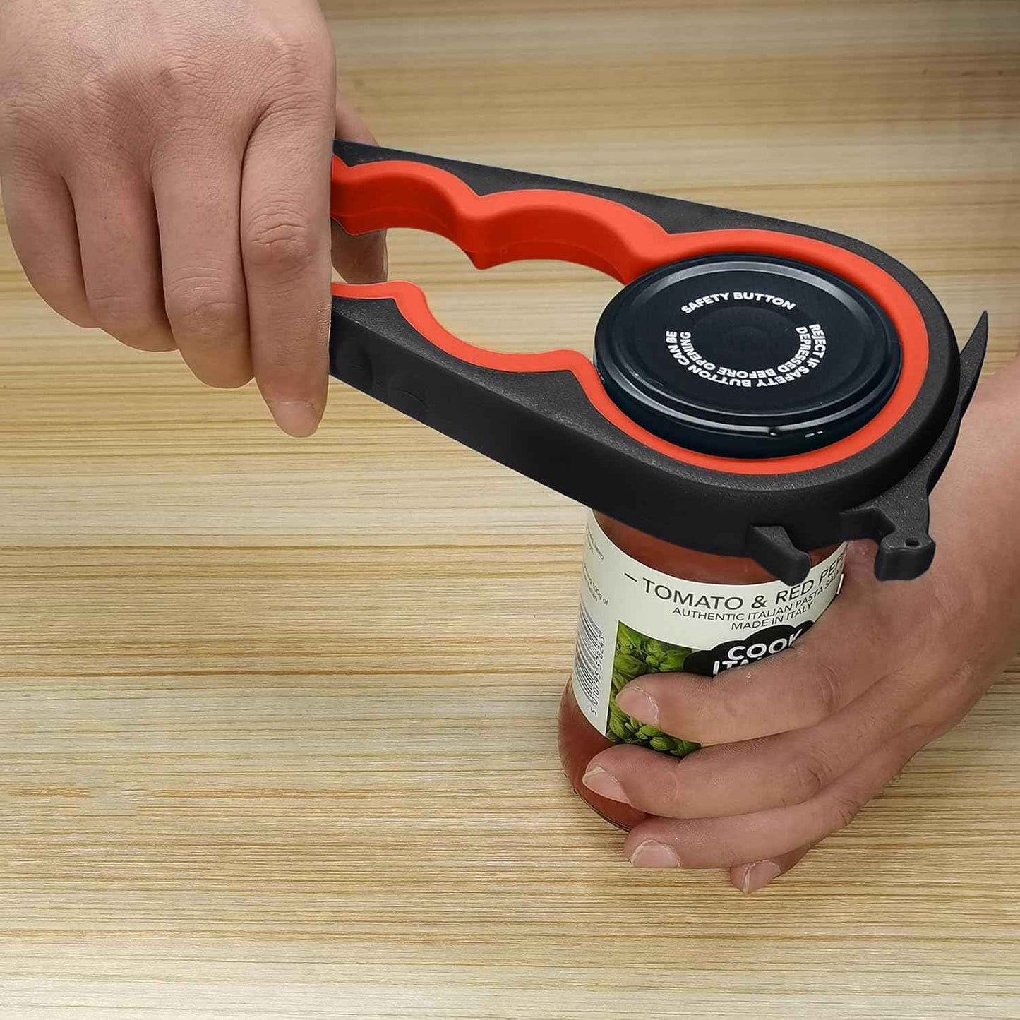 Otstar Jar Opener Bottle Opener and Can Opener for Weak hands, Seniors with Arthritis and Anyone with Low Strength, Mutil Jar Opener Get Lids Off Easily (Black and Red)