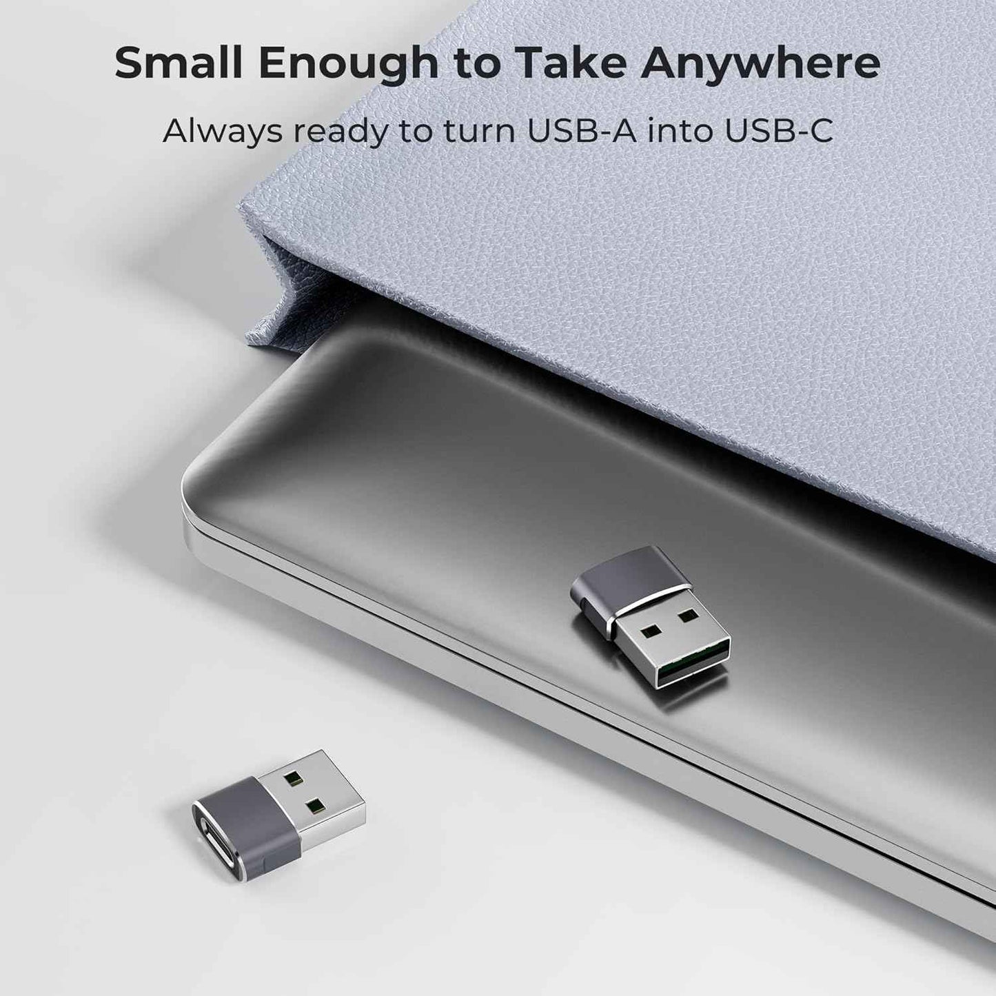 Basesailor USB to USB C Adapter,USBC Female to USB A Male Adapter,Type C Converter Charger for iPhone 17 Pro Max,16 15,Apple Watch iWatch S11 S10 SE,AirPods 3,iPad mini Air,Samsung Galaxy S25,Gray