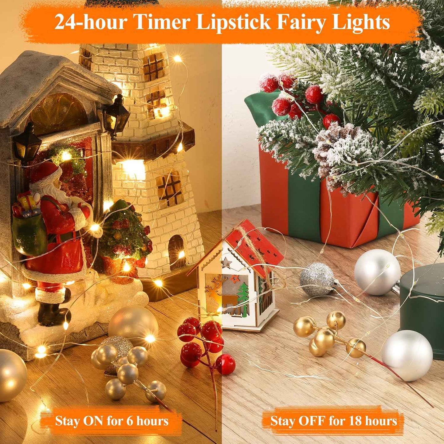 Lakumu LED Fairy Lights Battery Operated, Rechargeable Twinkle Lights with Timer, Mini LED String Lights for Bedroom, Christmas Decorations, Wedding, Centerpiece Table Decor (5M/16FT Warm White)