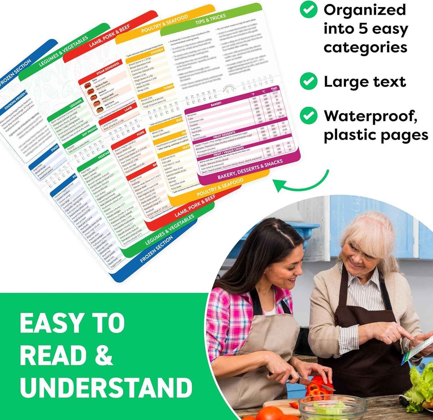 Air Fryer Cheat Sheet Magnets Cooking Guide Booklet - Air Fryer Magnetic Cheat Sheet Set Cooking Times Chart - Cookbooks Instant Air Fryer Accessories Oven Cooking Pot Temp Guide Kitchen Conversion