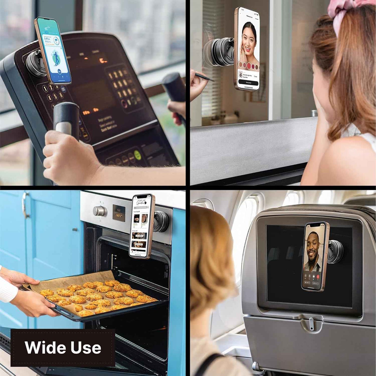 Vacuum Magnetic Phone Holder for Cars Black 360 Rotating Adjustable Foldable Mount for iPhone