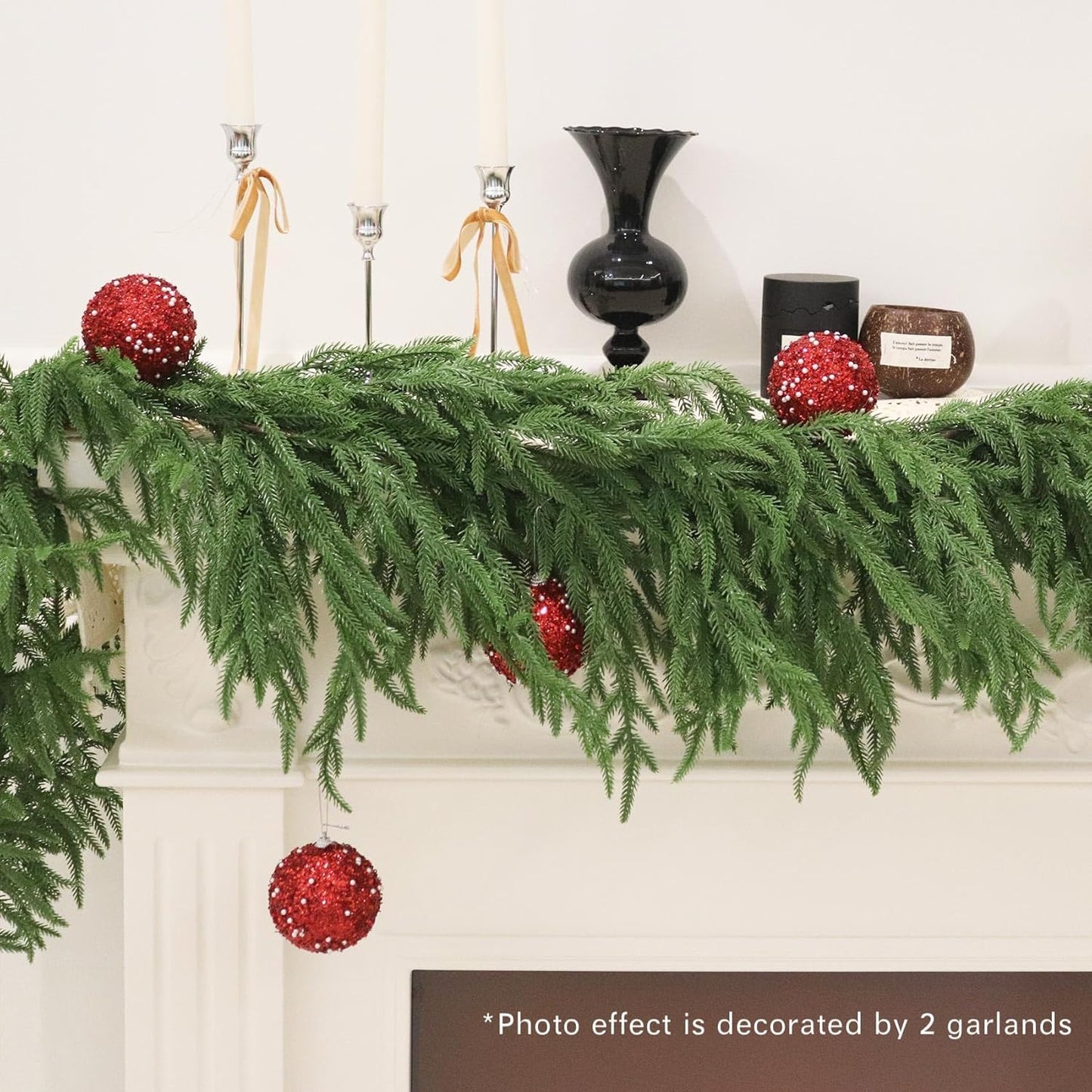 9FT Christmas Garlands Norfolk Pine Garland Real Touch Artificial Faux Greenery Garland for Holiday Indoor Outdoor Decor