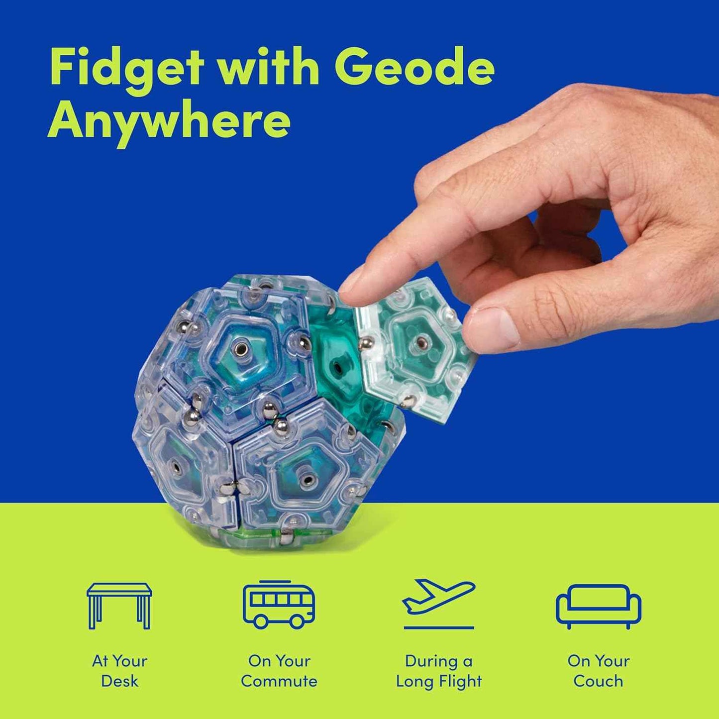 Speks Geode Magnetic Fidget Toy | Sensory Desk Toy for Adults & Teens 14+ | Stress Relief Gift | Sphere, Cool