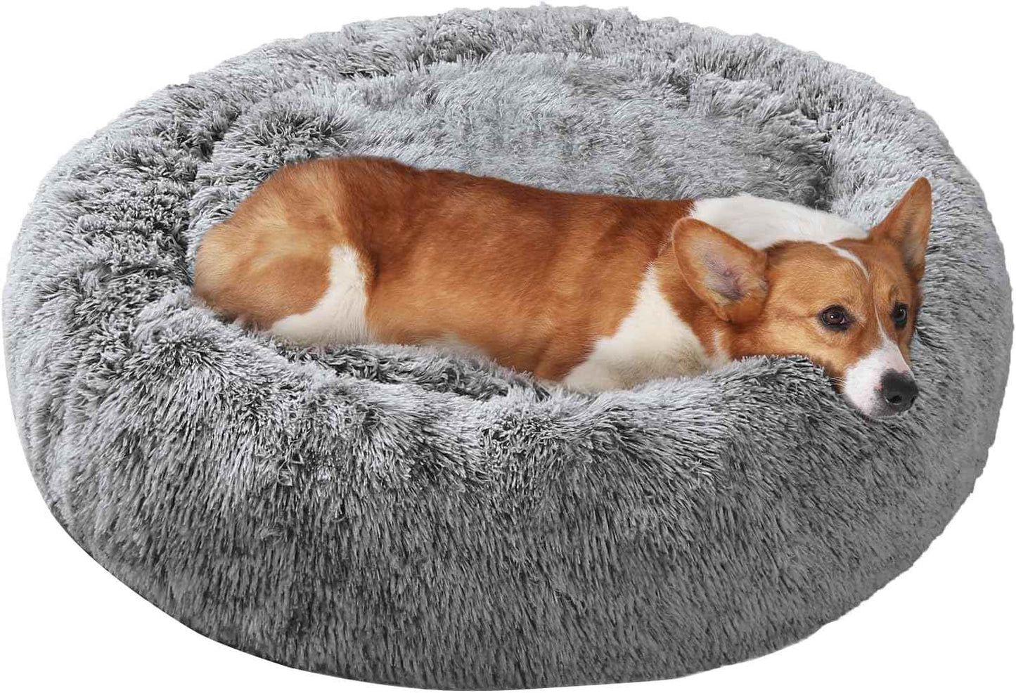 JOLLYVOGUE Dog & Cat Bed, Calming Anti-Anxiety Pet Bed for Small Dogs, Fluffy Donut Cushion for Small and Medium Pets (20")