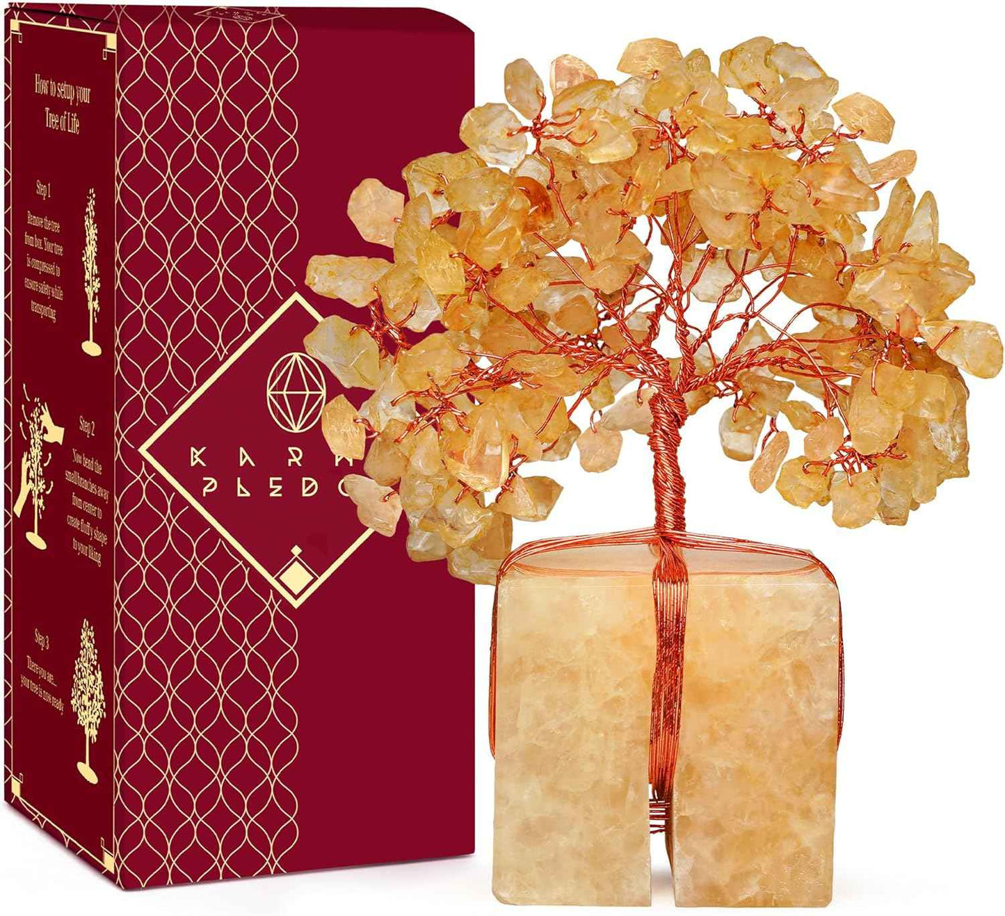 Crystal Tree of Life 7 Chakra Healing Crystals Trees for Home Decor, Office Desk Decor, Boho Decor, Handmade Bonsai Trees for Positive Energy, Money, Good Luck Birthday Gifts for Women, Mom