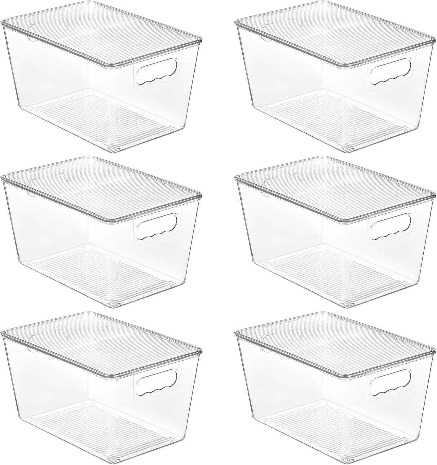 Vtopmart 6 Pack Clear Stackable Storage Bins with Lids, Medium Plastic Containers with Handle for Pantry Organizer and Storage,Perfect for Kitchen,Fridge,Cabinet, Closet,Bathroom Organization