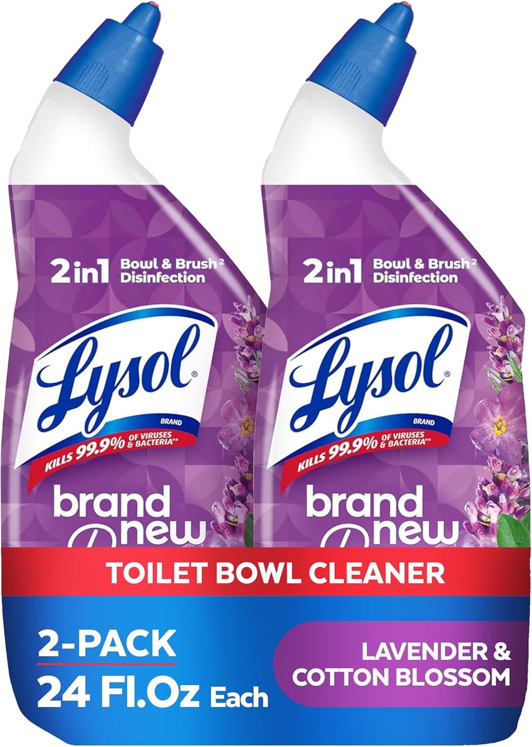 Lysol Toilet Bowl Cleaner, Max Strength Bathroom Cleaning Supplies, Toilet Bowl Cleaner Clinging Gel, Home Essential, Instant Stain Removal, Disinfecting and Deodorizing, Bleach Free, 24 oz (2 ct)