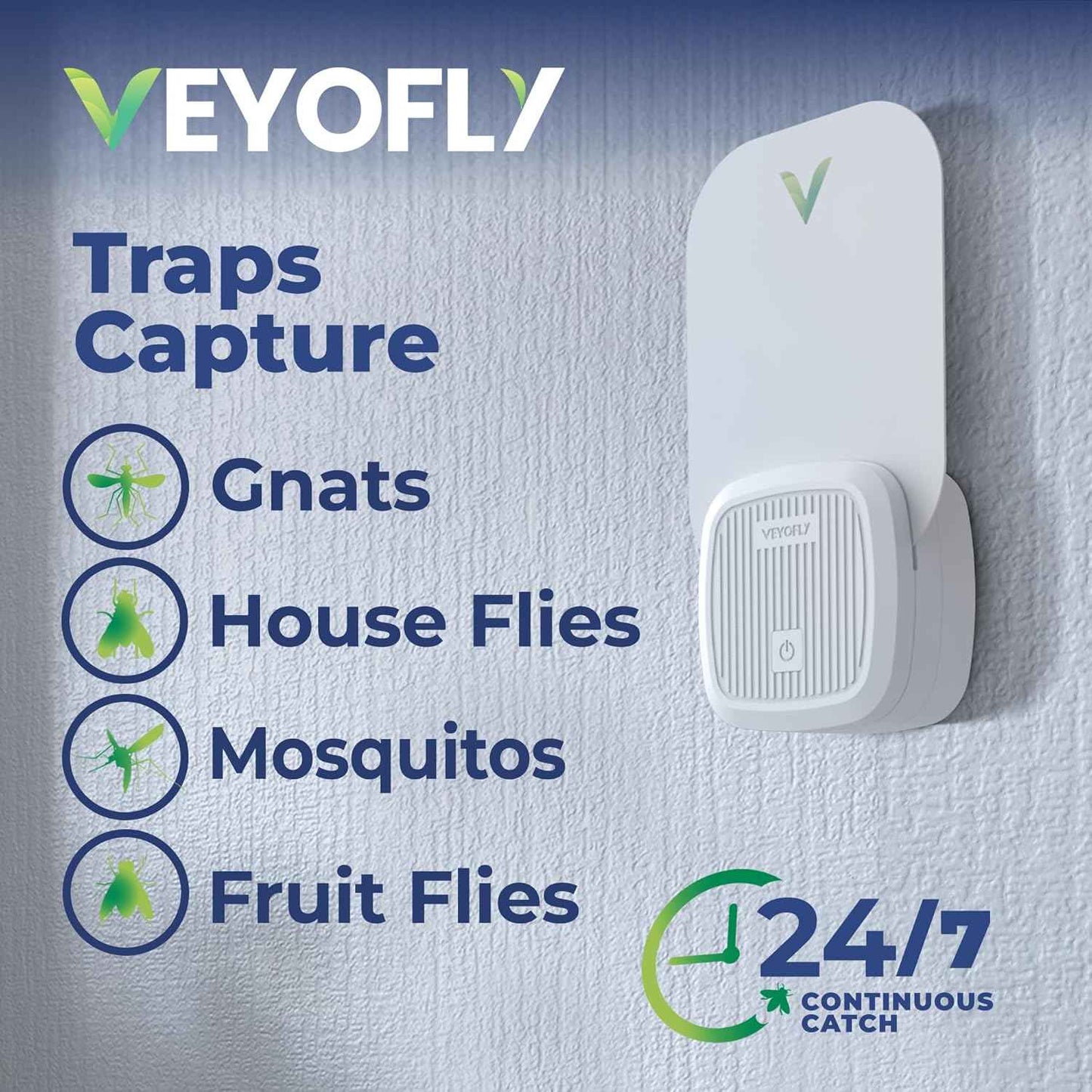 VEYOFLY Fly Trap Indoor, Fruit Fly Traps for Indoors Flying Insect (2 Device + 6 Refills) Gnat Traps for House Indoor, Bug Zapper Indoor, Gnat Killer Catcher & Fruit Fly Killer Light Plug in