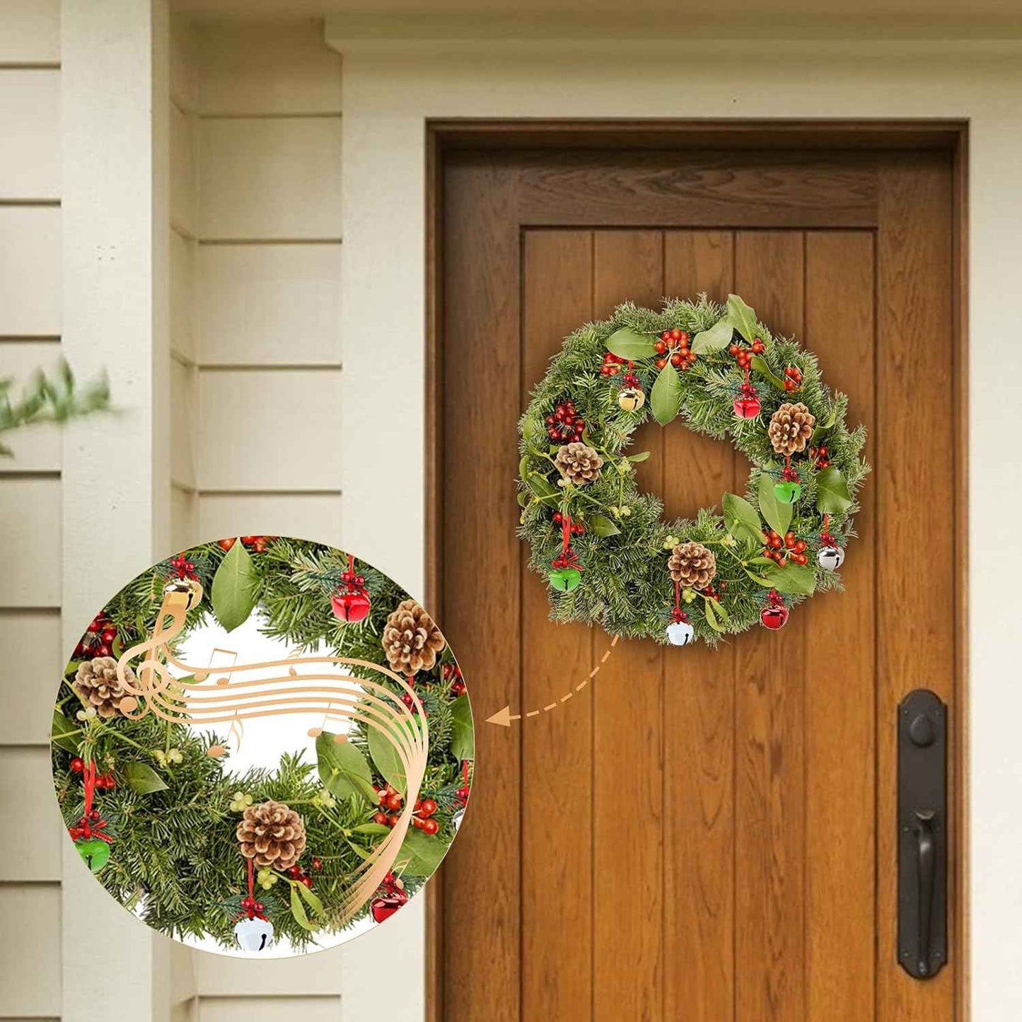 MCPINKY 30PCS Christmas Bells, Jingle Bells with Holly Leaves Berries for Craft, Gift Wrapping Christmas Tree Decor