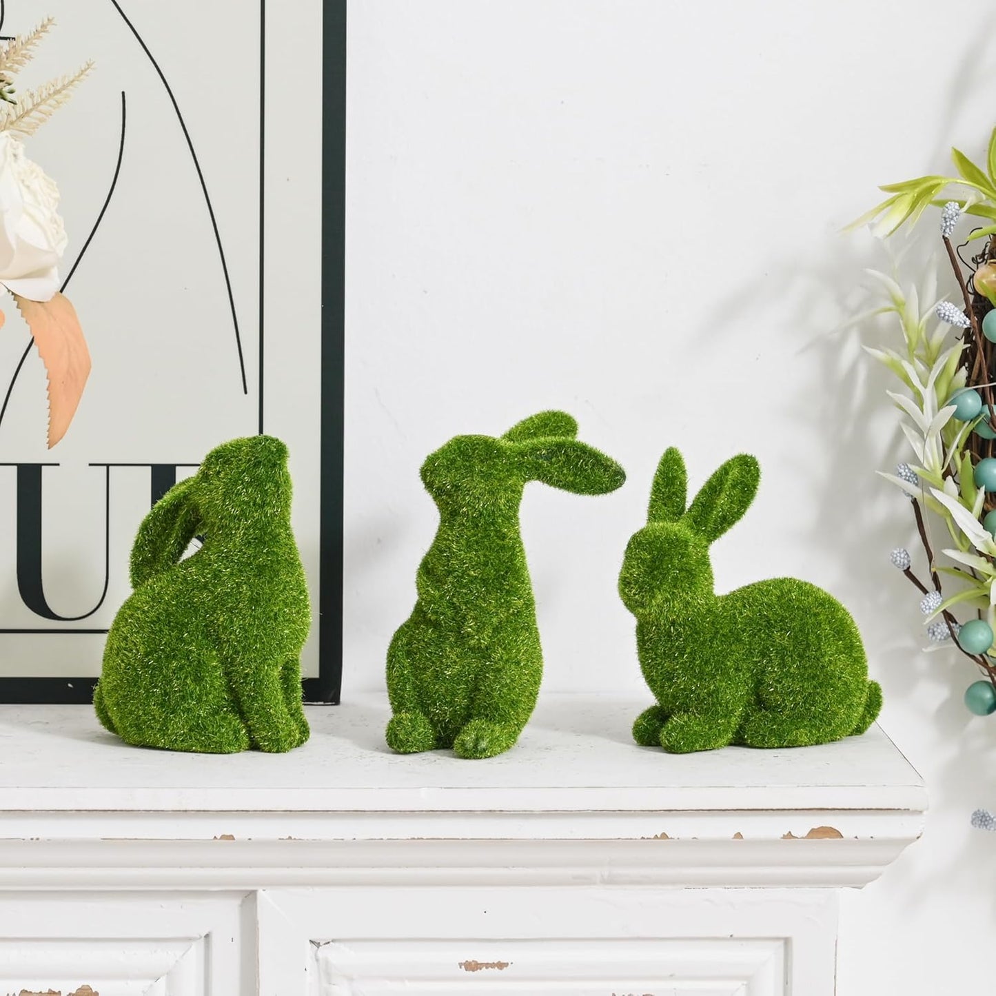 Resin Gold Bunny Decor Rabbit Figurines, Small Easter Bunny Figurine Set of 3, Easter Rabbit Statues for Spring Tabletop Decor