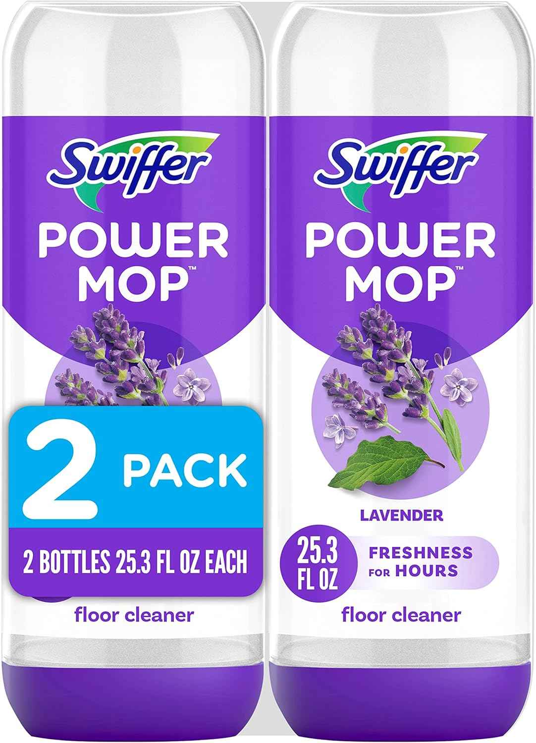 Swiffer PowerMop Floor Cleaning Solution with Fresh Scent, PowerMop Refills, Floor Cleaner for Mopping, 25.3 fl oz, 2 Pack
