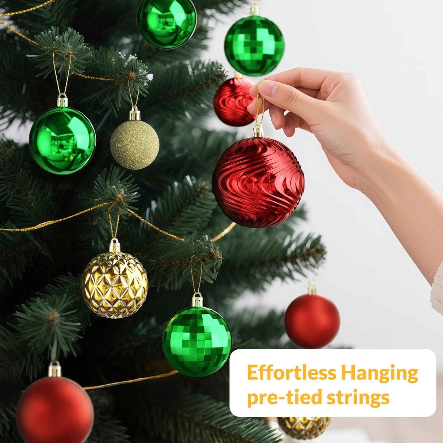 Annecy Christmas Tree Ornaments - 36 PCS Shatterproof Christmas Ball Ornaments Set for Holiday, Wreath & Party Decorations (Multi-Size, Red, Green, Gold)