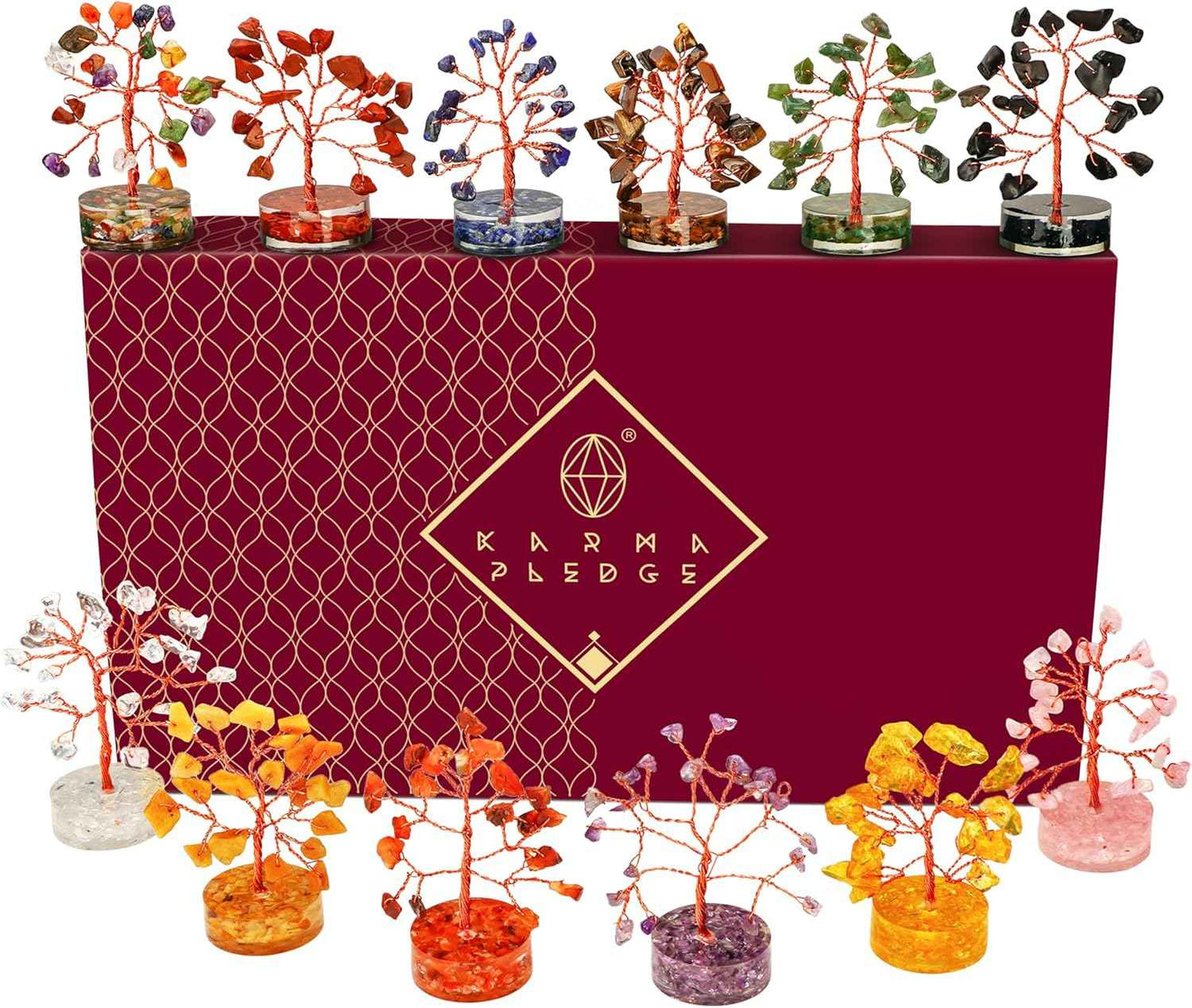 Crystal Tree of Life 7 Chakra Healing Crystals Trees for Home Decor, Office Desk Decor, Boho Decor, Handmade Bonsai Trees for Positive Energy, Money, Good Luck Birthday Gifts for Women, Mom