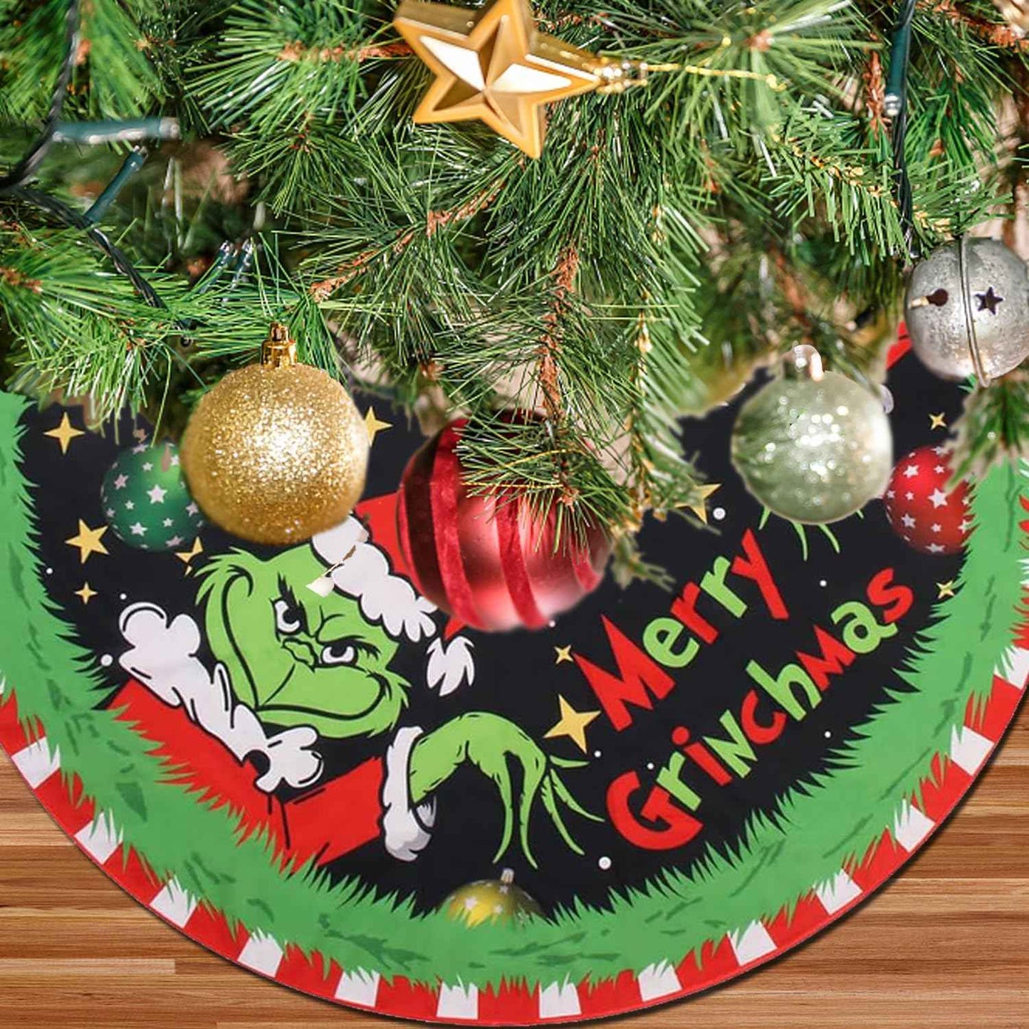 Merry Christmas Tree Skirt Collar 48 Inch, Softand Funny Farmhouse Holiday Decor Xmas Party Holiday Decoration