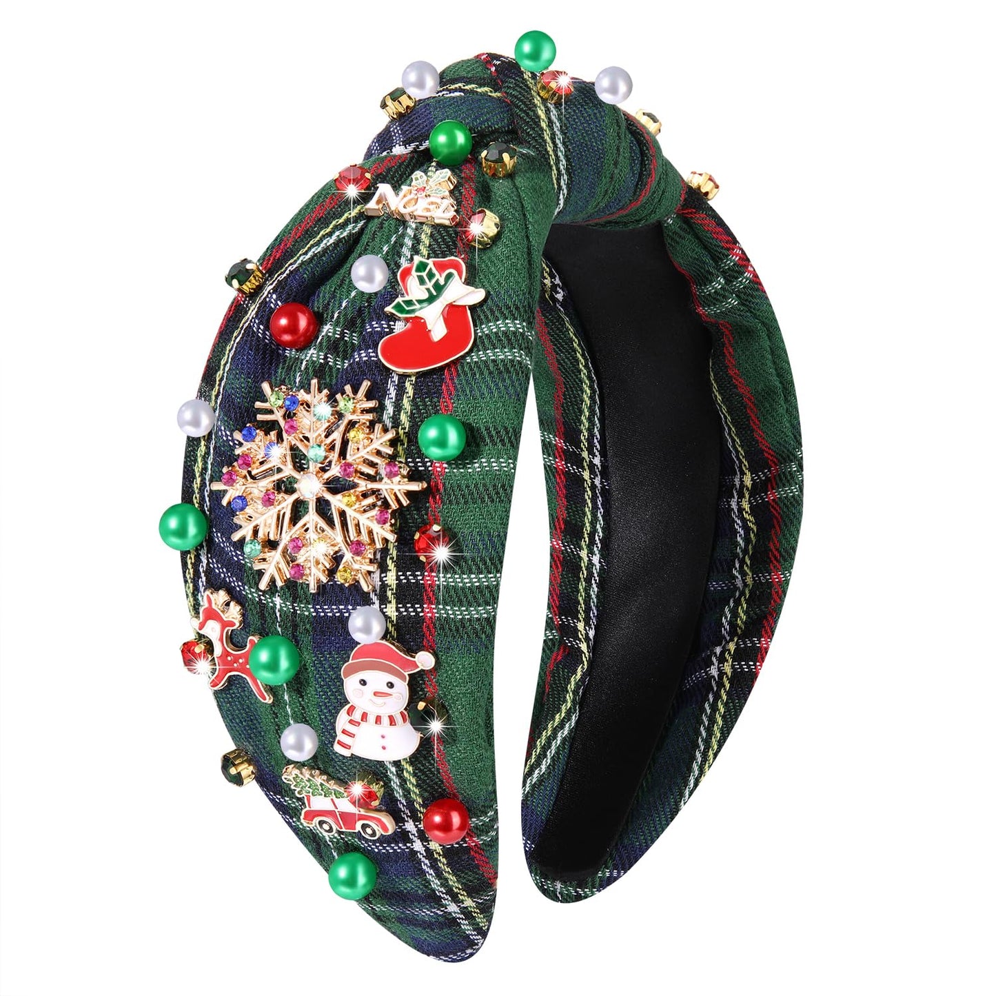 MOLOCH Christmas Headband for Women Christmas Tree Bow Snowflake Knotted Headband Jeweled Crystal Xmas Head Band Xmas Decorations Gifts