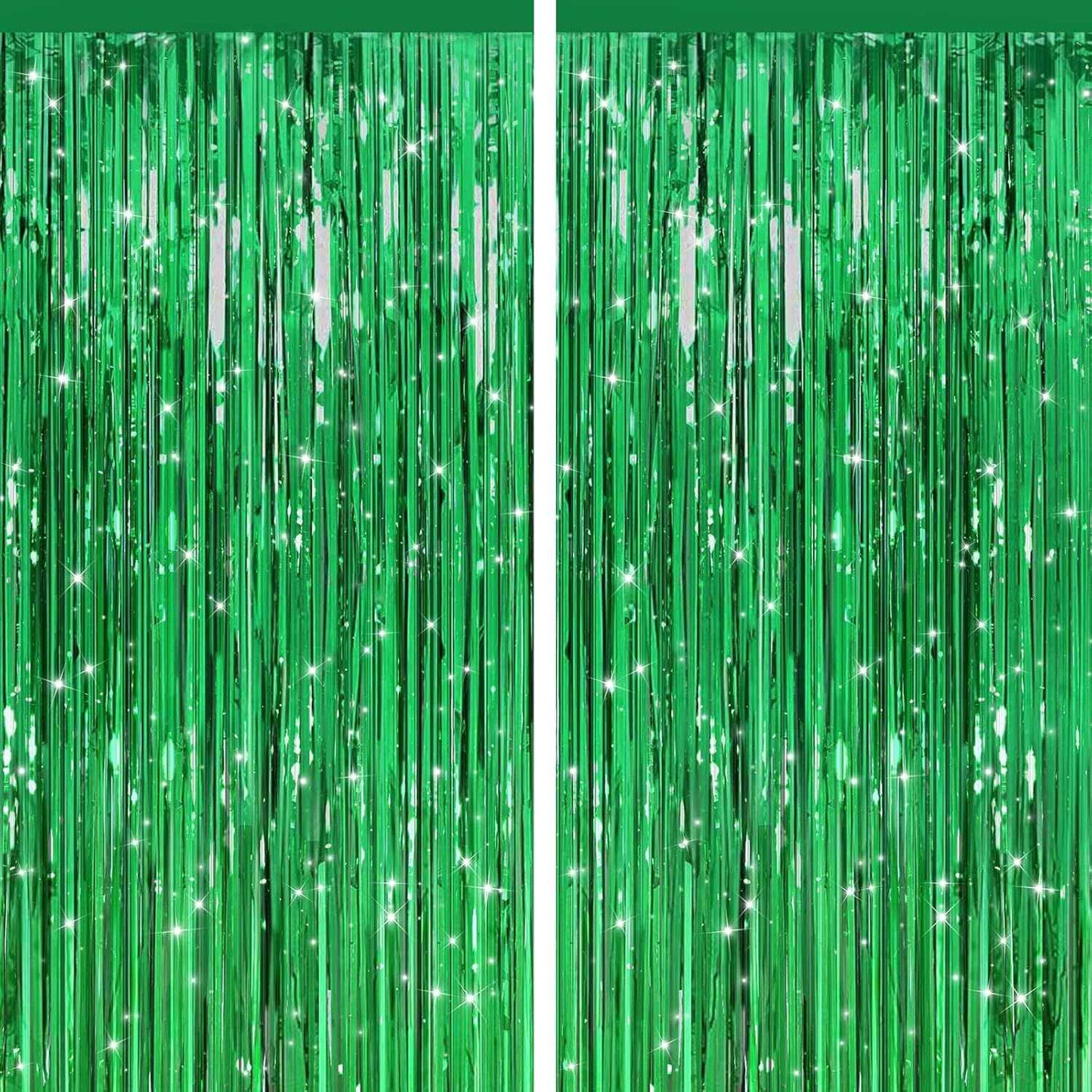 GCB 2Pack Black Metallic Tinsel Foil Fringe Curtains, Black Foil Curtain Backdrop, Photo Booth Props for Birthday Wedding Baby Shower Bachelorette Xmas Celebration Party Decorations Door Streamers