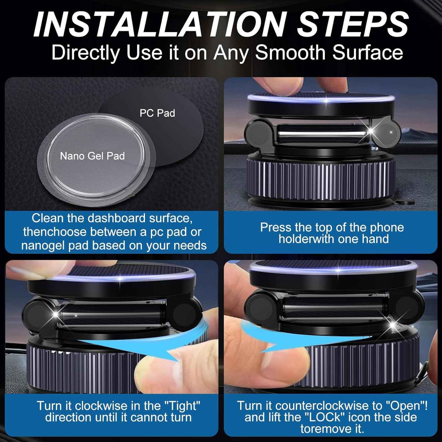 Magnetic Phone Charging Holder for Car - Upgraded 360° Vacuum Magnetic Phone Holder, Foldable Retractable Suction Cup Car Phone Mount for Magsafe for Your Car/Gym/Mirror Mount for iPhone & Android