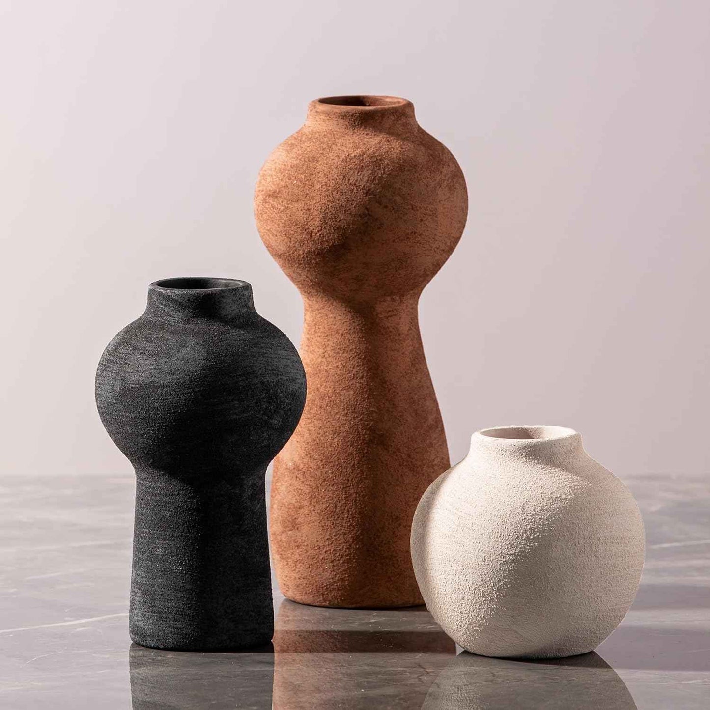 Ceramic Vase Home Table Decor - White Flower Vase Set of 3 Living Room Kitchen Decorations Farmhouse Modern Rustic Vases Decorative Centerpiece for Shelf Bedroom Office Bathroom Dining Coffee Desk