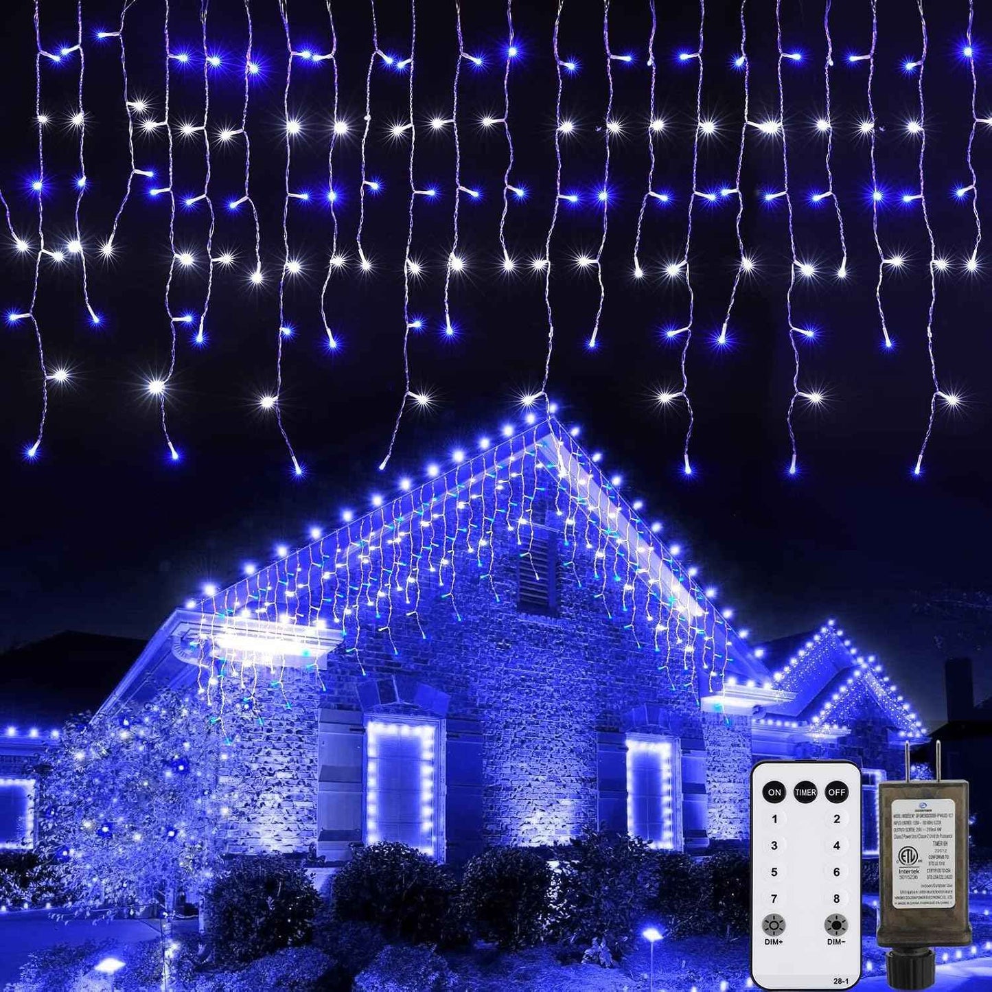 Brightown 40FT Warm White Icicle Christmas Lights, 432 LED Outdoor Waterproof String Lights with 81 Drops, 8 Modes, Timer, Connectable, Remote Included