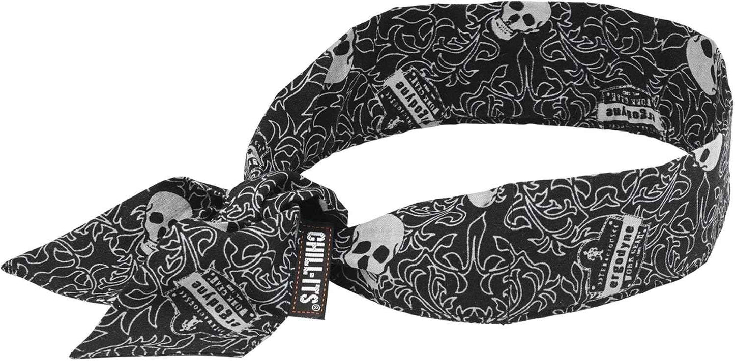 Ergodyne Chill Its 6700 Cooling Bandana, Evaporative Polymer Crystals for Cooling Relief, Tie for Adjustable Fit, Blue