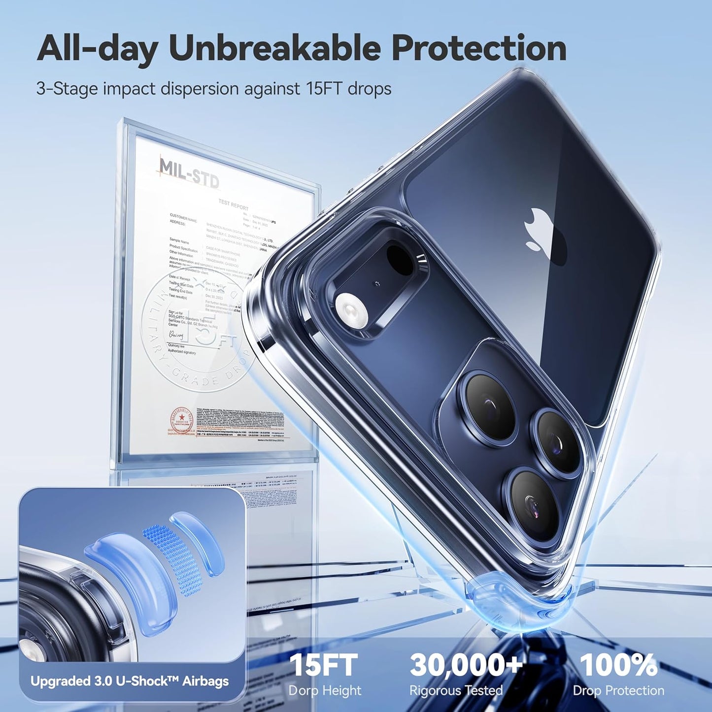 CASEKOO for iPhone 17 Pro Max Case Crystal Clear, 3X Anti-Yellow & Virgin TPU, 15FT Military-Grade Drop Protection, Slim Transparent Women Men Funda para for iPhone 17 Pro Max Case 6.9 inch, Clear - Rayz Mart