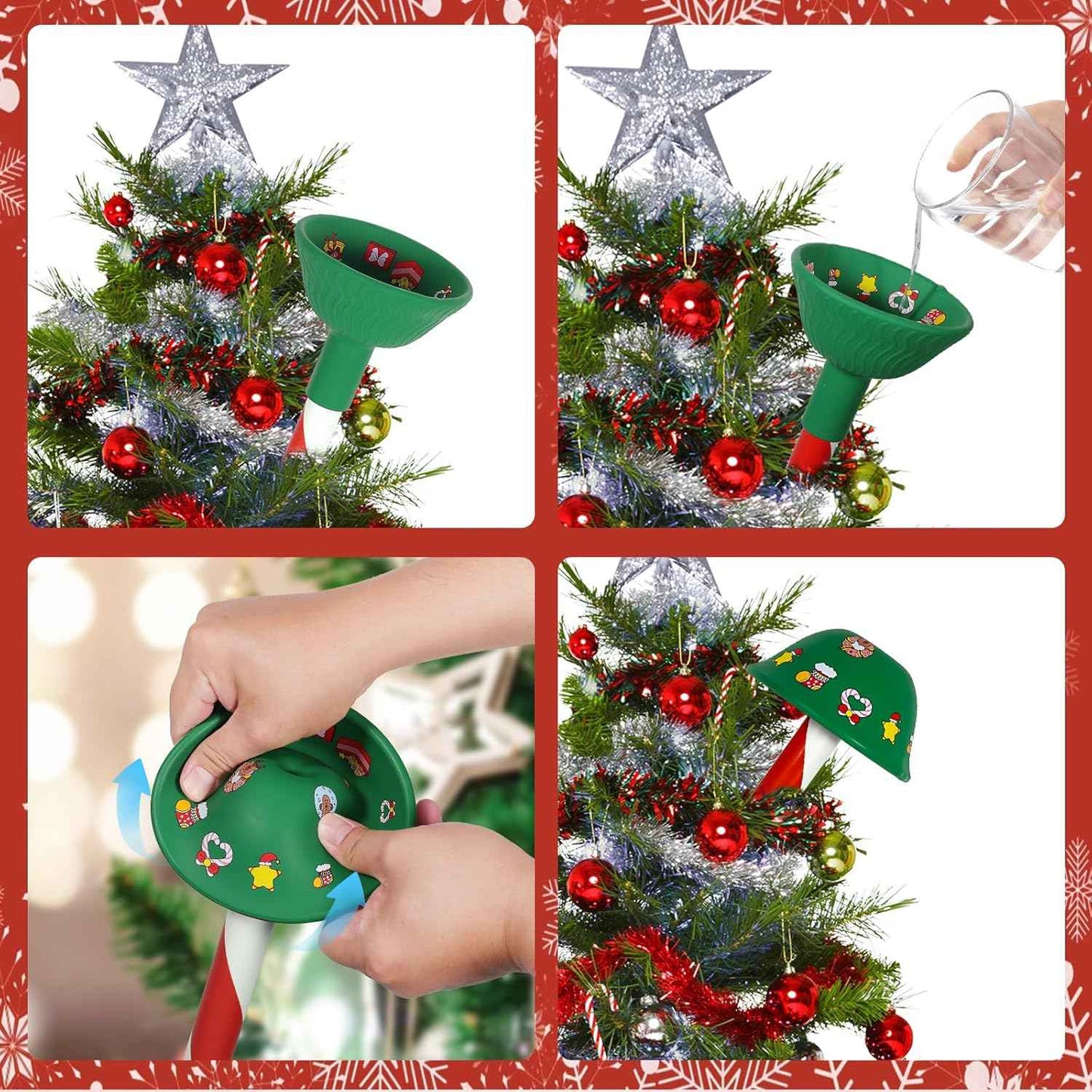 Christmas Tree Watering Funnel - Christmas Tree Watering System with Long Funnel Christmas Decorations (Green)