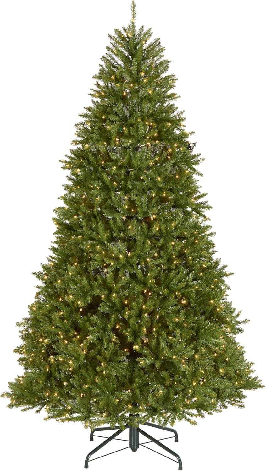 National Tree Company Pre-Lit Artificial Full Christmas Tree, Green, Dunhill Fir, White Lights, Includes Stand, 7.5 Feet