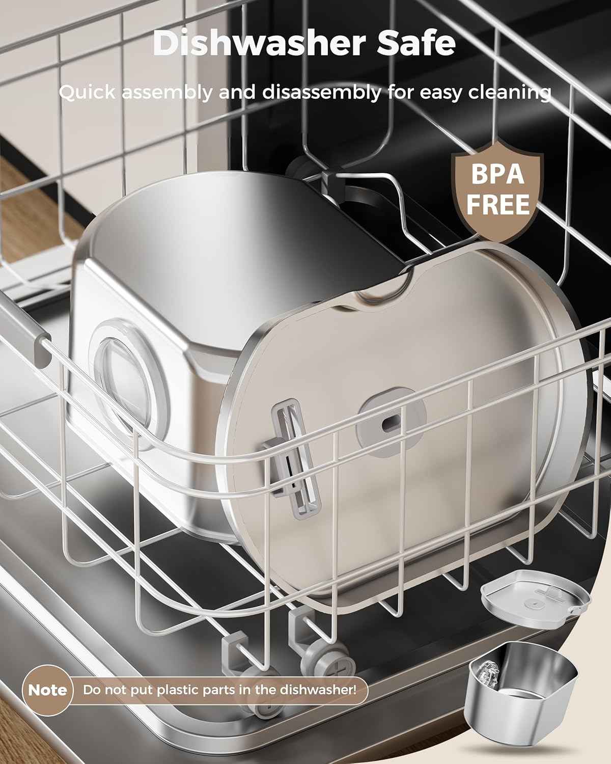 Cat Water Fountain Stainless Steel - Pet Drinking Fountain for Cats Indoor - 2.2L/74oz Automatic Water Dispenser with Watering Level Window (1 Filter)