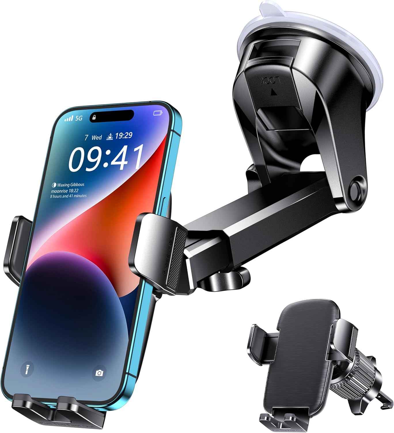 Qifutan Car Phone Holder Mount Phone Mount for Car Windshield Dashboard Air Vent Universal Hands Free Automobile Cell Phone Holder Fit for iPhone Smartphone Camera Mounts