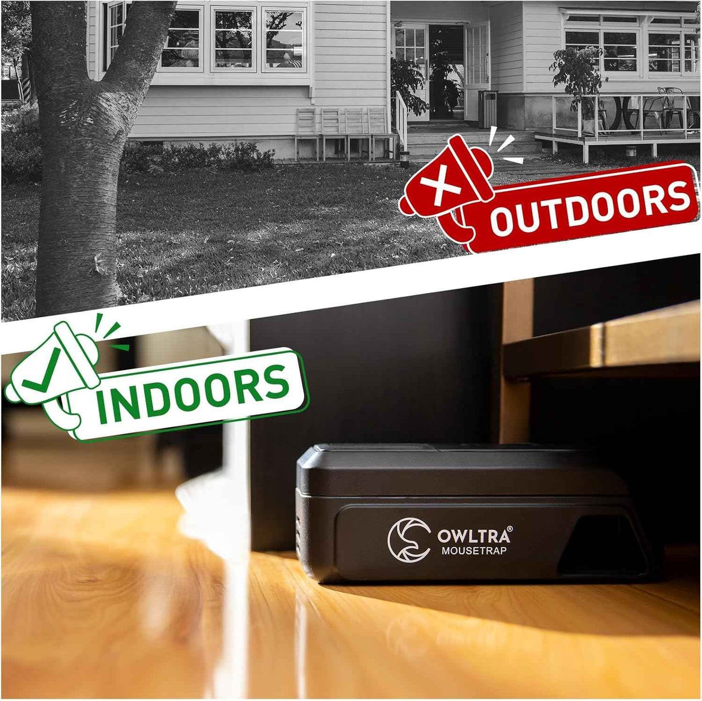 OW-2 Indoor Electric Mouse Trap 2 PCS, Instant Kill Rodent Zapper with Pet Safe Trigger, Black