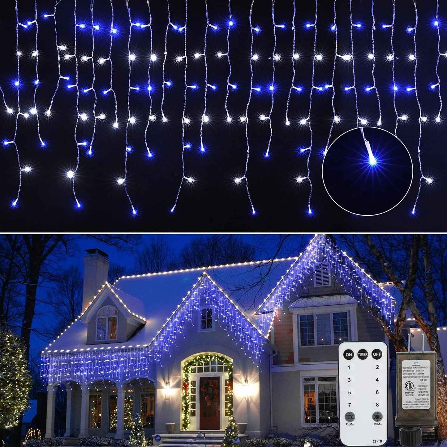 Brightown 40FT Warm White Icicle Christmas Lights, 432 LED Outdoor Waterproof String Lights with 81 Drops, 8 Modes, Timer, Connectable, Remote Included