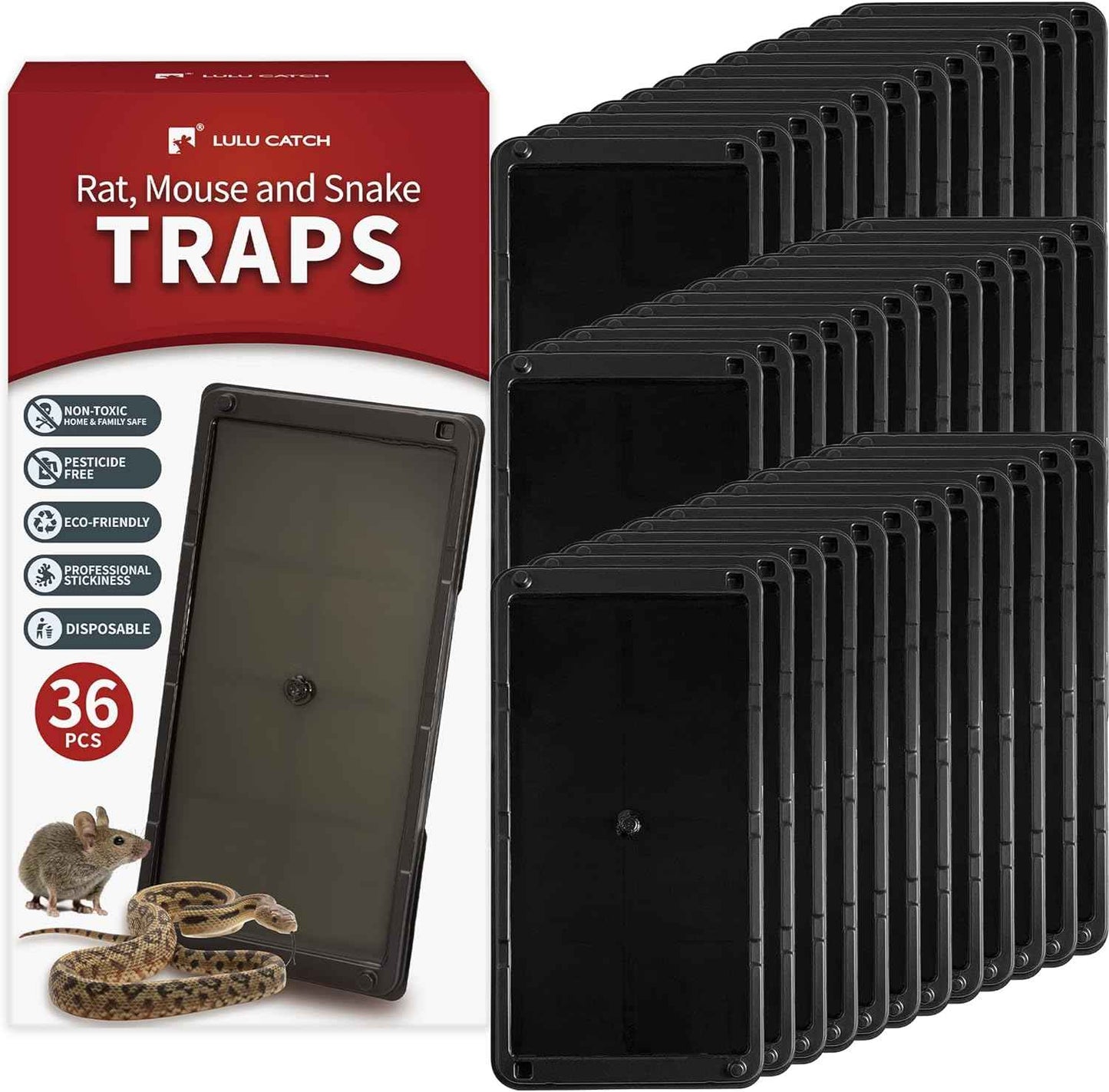 LULUCATCH Mouse & Insect Traps 12 Pack, Heavier Sticky Traps with Non-Toxic Glue for Small Mice & Insects. Sticky Mouse Traps Indoor, Easy to Set, Pet Safe Pest Control
