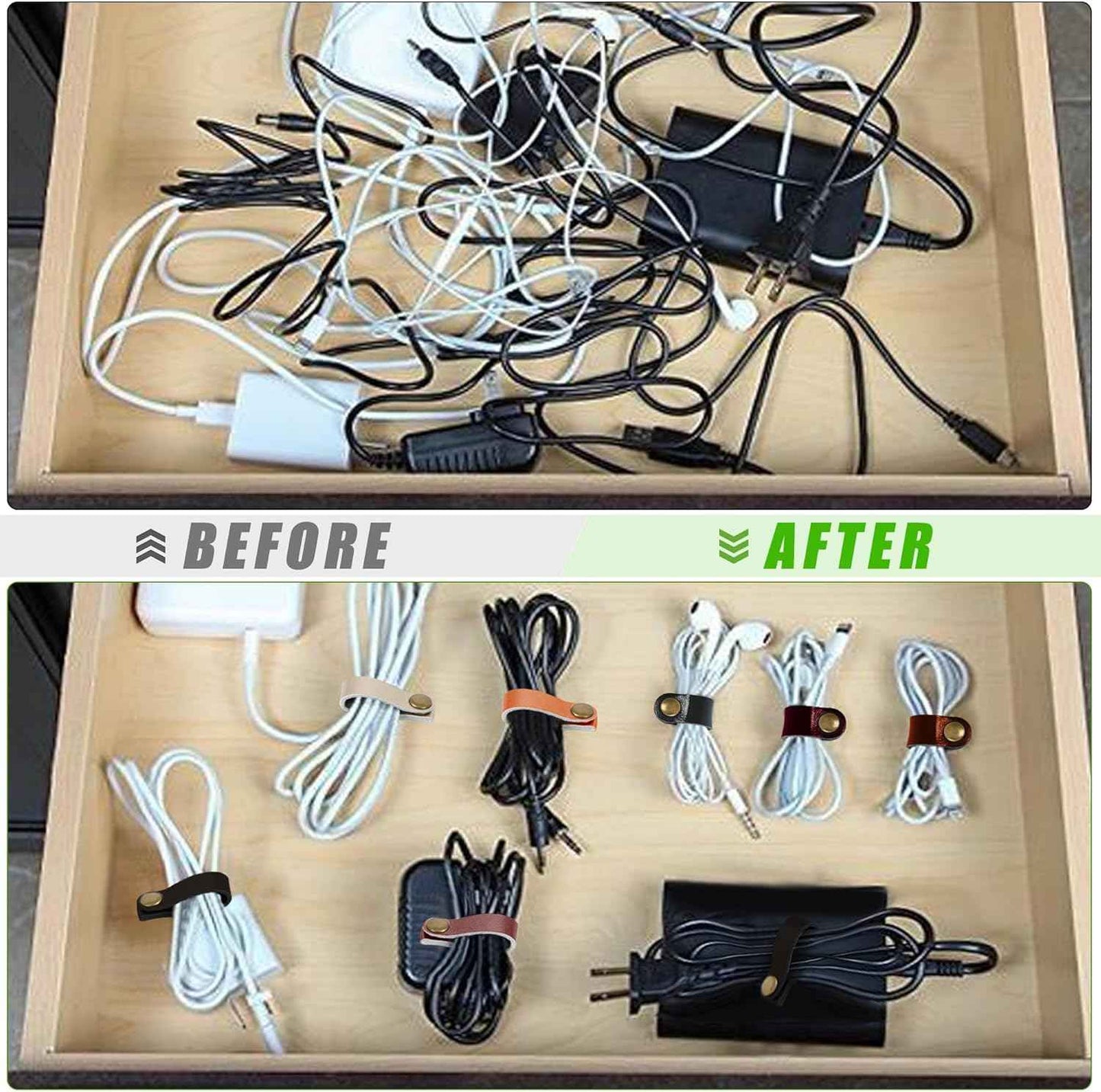 25Pcs Leather Headphone Cord Organizer Straps, Cable Holder Management for Organizing Portable Cable Earphone Wires, Stocking Stuffers Gifts for Men