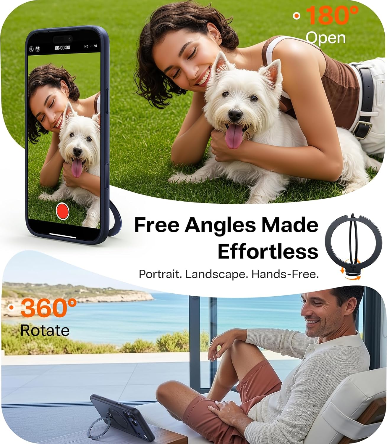 TORRAS Q3 Spin for iPhone 17 Pro Max Case with 360 Magnetic Stand, Camera Control, Fit for MagSafe, 4X Military-Grade Shockproof Case for iPhone 17 Pro Max Phone Case with Kickstand, Deep Blue - Rayz Mart