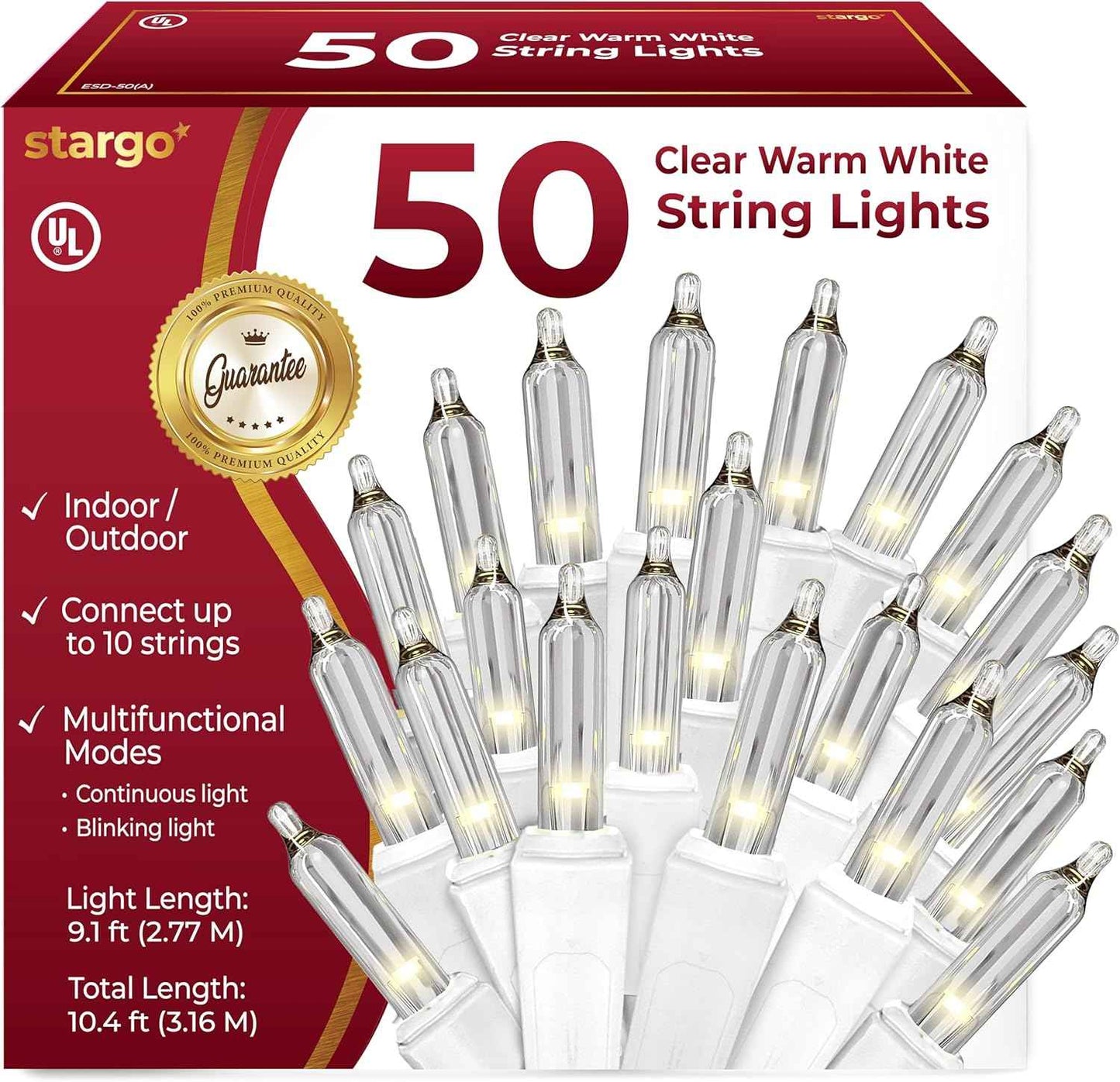 Clear Warm White Christmas Tree Lights, 6.3FT String with 35 Mini Incandescent Bulbs, Green Wire, Twinkle Lighting Modes