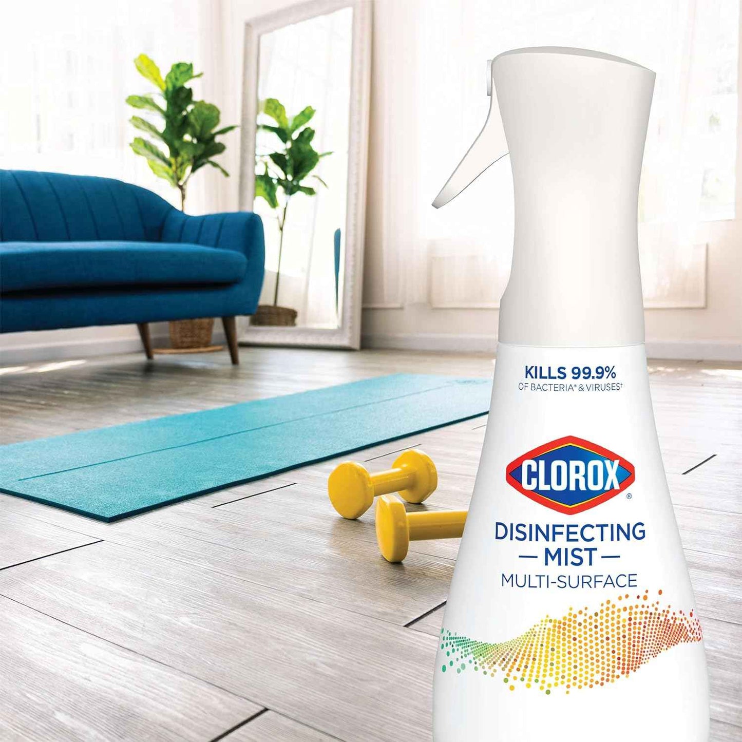 Clorox Disinfecting Mist, Eucalyptus Peppermint, Household Essentials, 1 Spray and 1 Refill, 16 oz Each